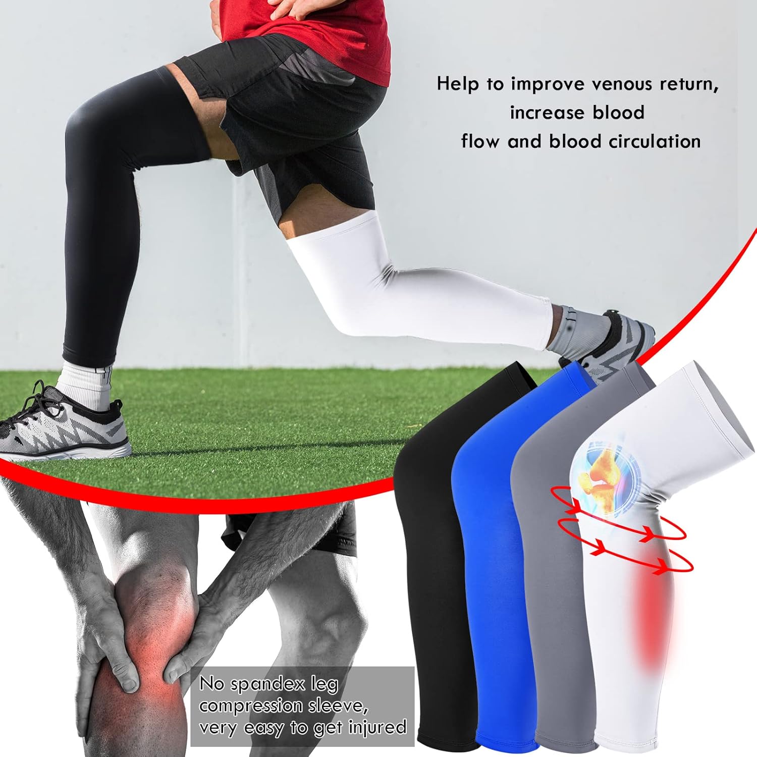 Leg Sleeves Compression Long Knee Sleeve UV Protect for Men Women Sport Basketball Football - Image 5