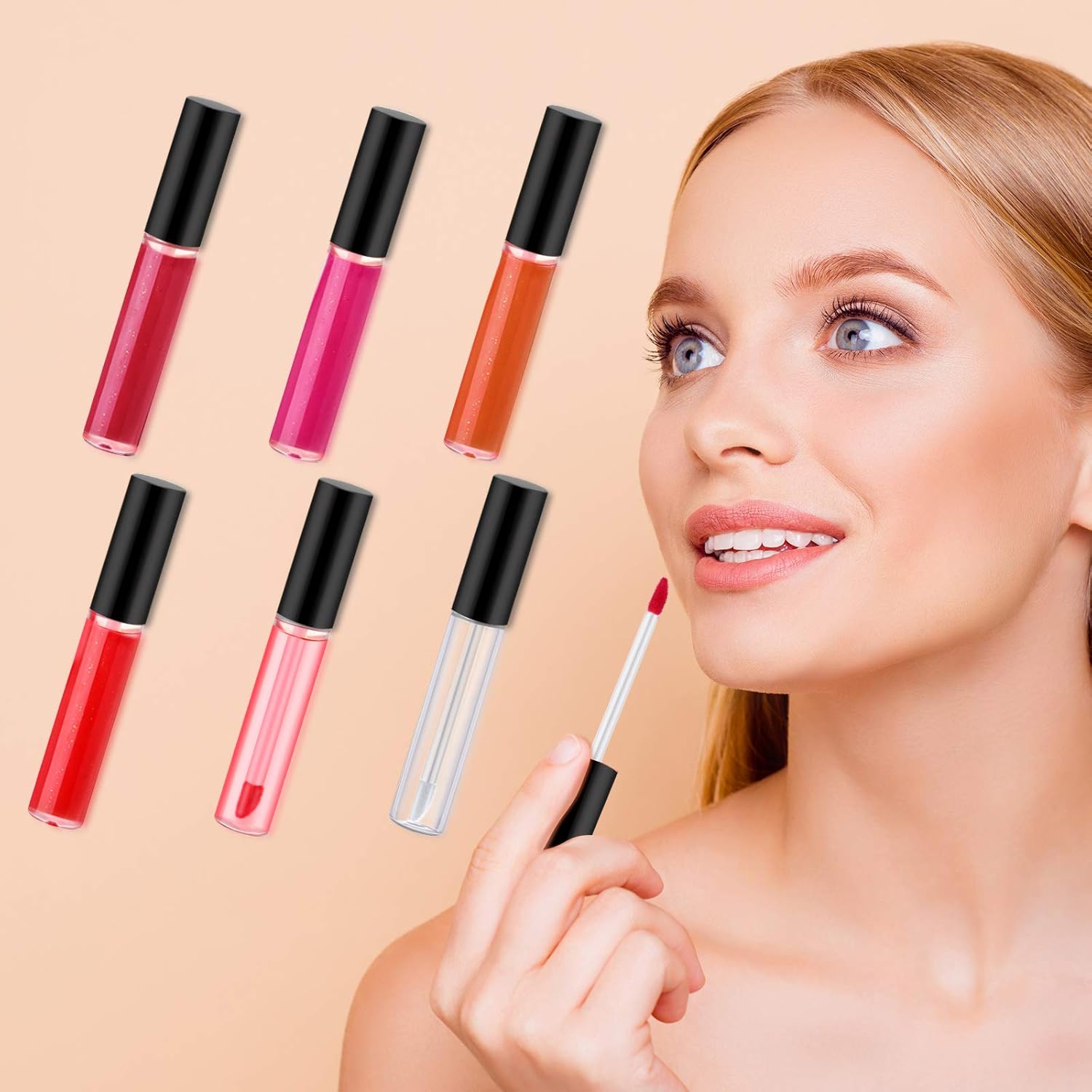 50 Pack 10 ml Empty Lip Gloss Tube Containers Clear Refillable Lip Balm Bottles Plastic Lipstick Tubes with Rubber Inserts Cosmetic Tools for Travel, DIY Makeup, Personal Cosmetic(Black) - Image 6
