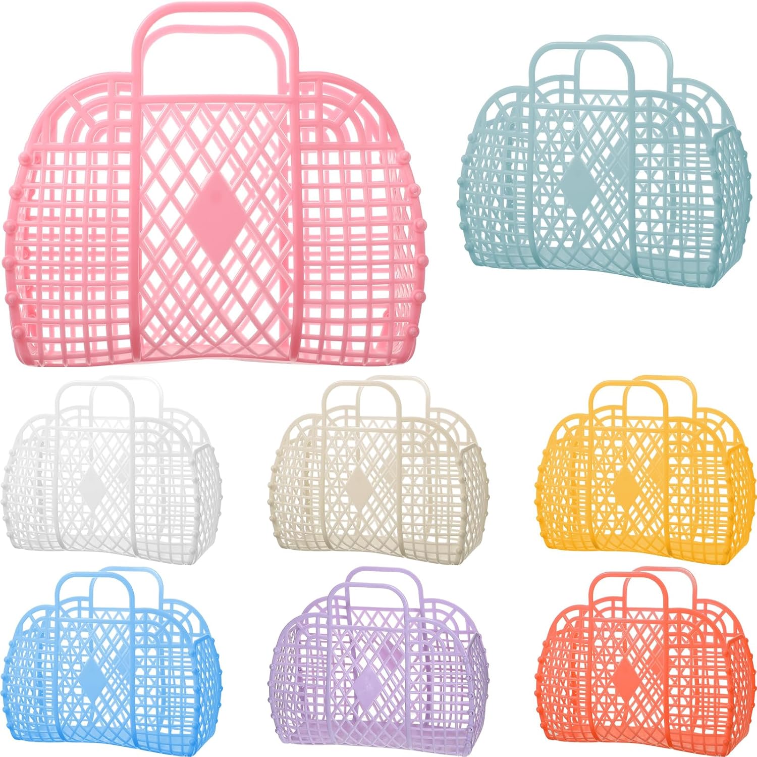 8 Pcs Jelly Bags Bulk Jelly Purse Plastic Basket Party Favor Beach Handbags Easter Egg Basket for Women Girls Kids - Image 1