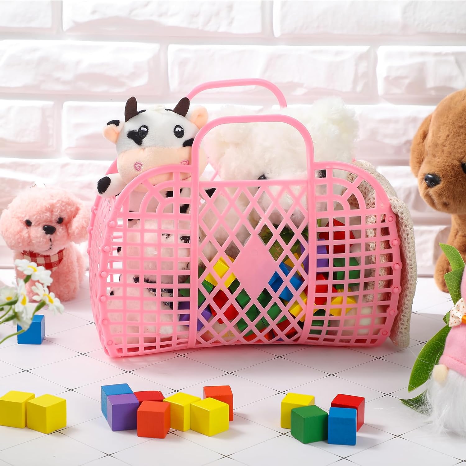 8 Pcs Jelly Bags Bulk Jelly Purse Plastic Basket Party Favor Beach Handbags Easter Egg Basket for Women Girls Kids - Image 3