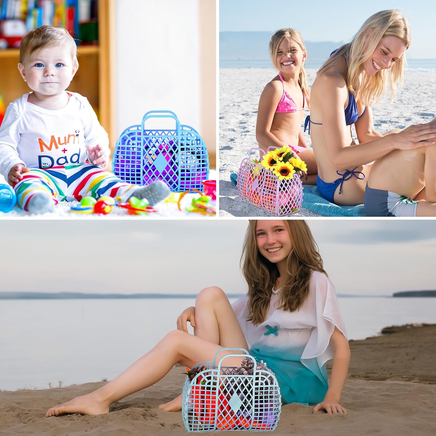 8 Pcs Jelly Bags Bulk Jelly Purse Plastic Basket Party Favor Beach Handbags Easter Egg Basket for Women Girls Kids - Image 5