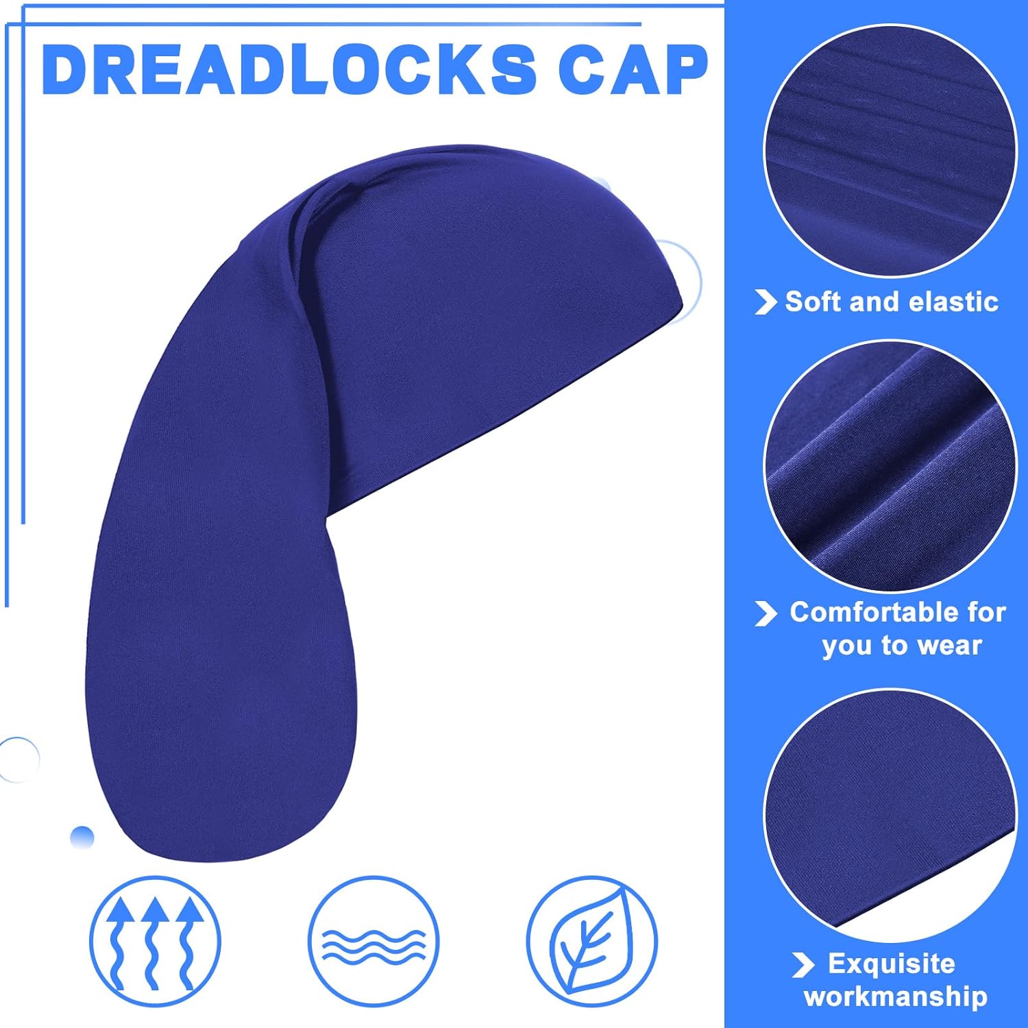 4 Pieces Unisex Jumbo Dreadlock Cap Long Dreads Hair Head Wrap Sleeping Cap Hair Accessories Sleep Bonnet for Men Women - Image 4