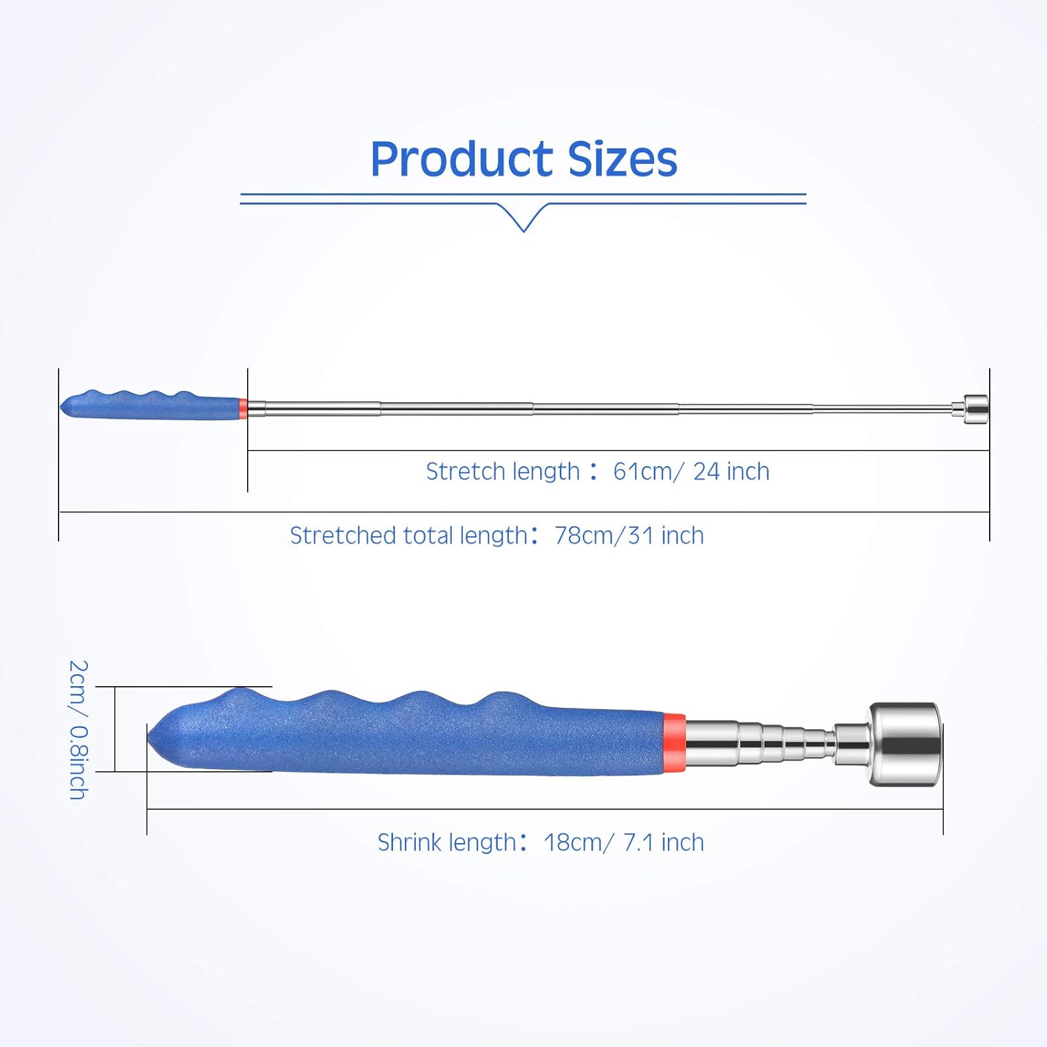 Telescoping Magnetic Pickup Tool 20 Lbs Magnet Extension Tool Telescoping 30 Inch Extendable Stick Gadget for Men Suitable for Birthday Valentine's Day Father's Day Christmas(Blue and Black,4 Pieces) - Image 2