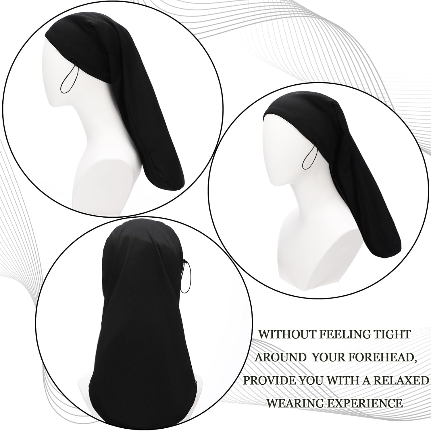 2 Pieces Satin Lined Unisex Jumbo Dreadlock Cap Long Dreads Hair Head Wrap Sleeping Cap Hair Accessories Sleep Bonnet - Image 7