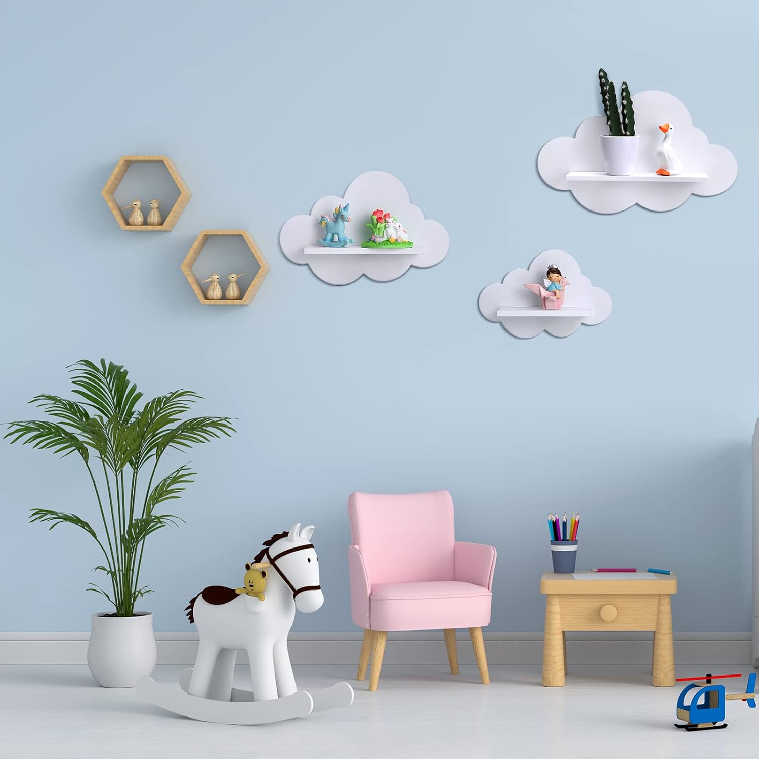 3 Pcs Floating Cloud Shelves for Wall White Wavy Small Floating Shelves for Bathroom Living Room Bedroom Corner Nursery Decor - Image 5