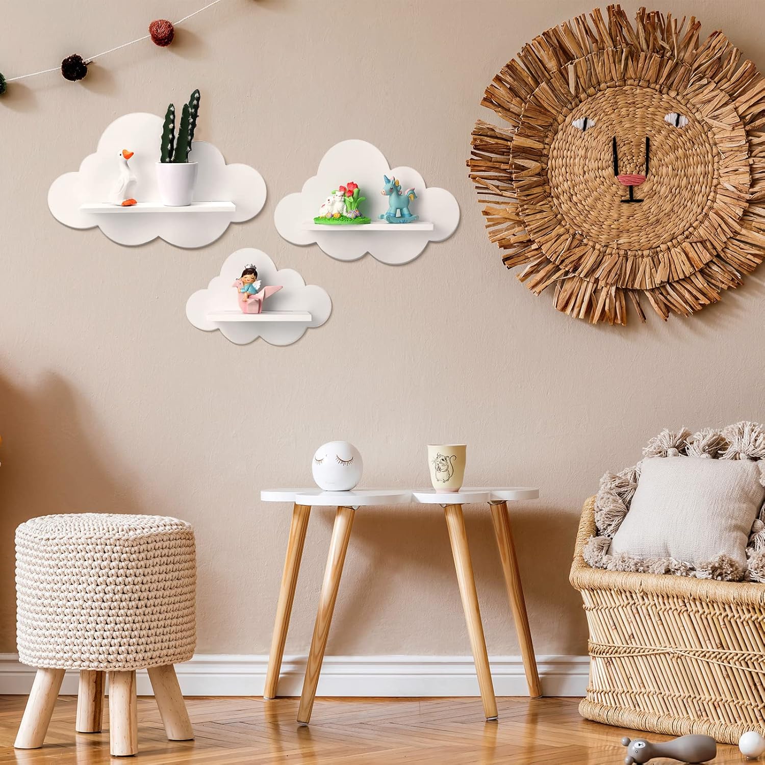 3 Pcs Floating Cloud Shelves for Wall White Wavy Small Floating Shelves for Bathroom Living Room Bedroom Corner Nursery Decor - Image 6