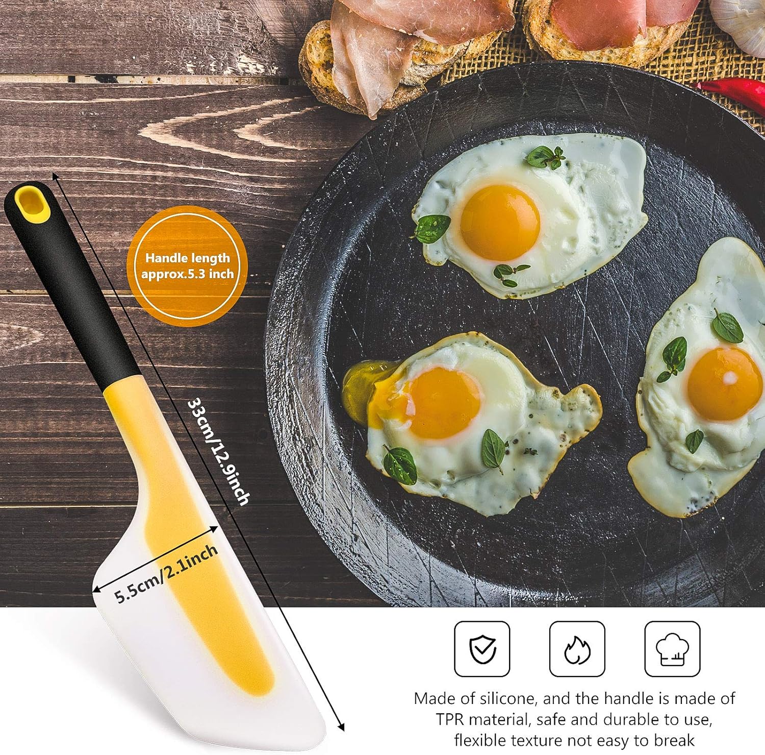 2 Pieces Omelette Spatula Kitchen Turner Silicone Flip and Fold Omelette Turner for Kitchen Omelet Pancake Crepes(Red and Yellow) - Image 3
