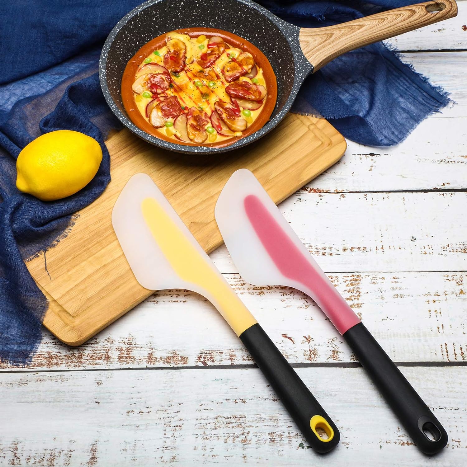 2 Pieces Omelette Spatula Kitchen Turner Silicone Flip and Fold Omelette Turner for Kitchen Omelet Pancake Crepes(Red and Yellow) - Image 5
