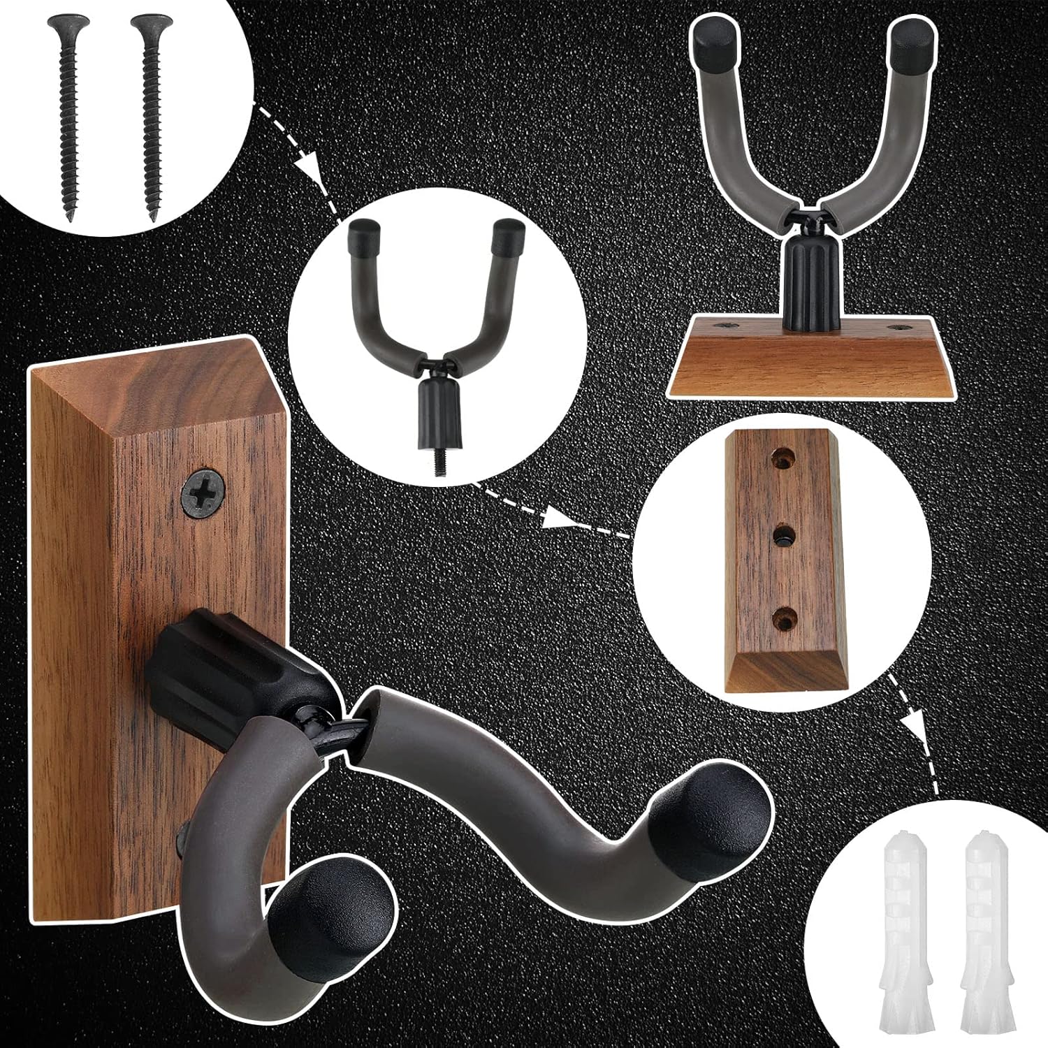 Crossbow Hanger for Wall Vertical Gun Rack Wall Mount Hardwood Gun Holder Compound Bow Hanger Holder Displays Rack Shotgun Hooks Rifle Storage Securely Holds Airsoft Firearm - Image 3
