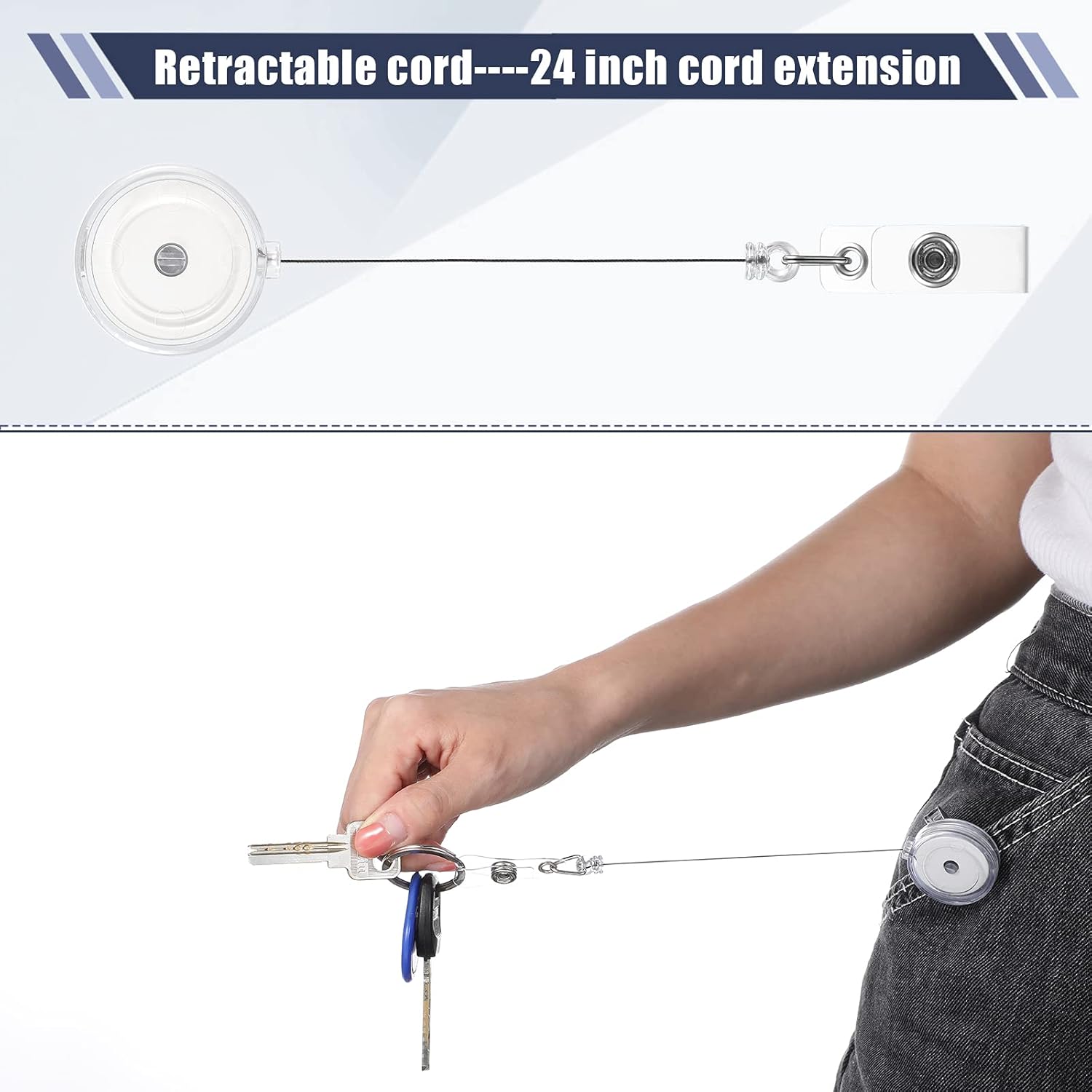 100 Pcs Translucent Retractable Badge Reels Round ID Badge Holders Nursing Name Reels with Swivel Alligator Clip and Vinyl Card Strap for Nurses Volunteer Students Teachers(Translucent Clear) - Image 5
