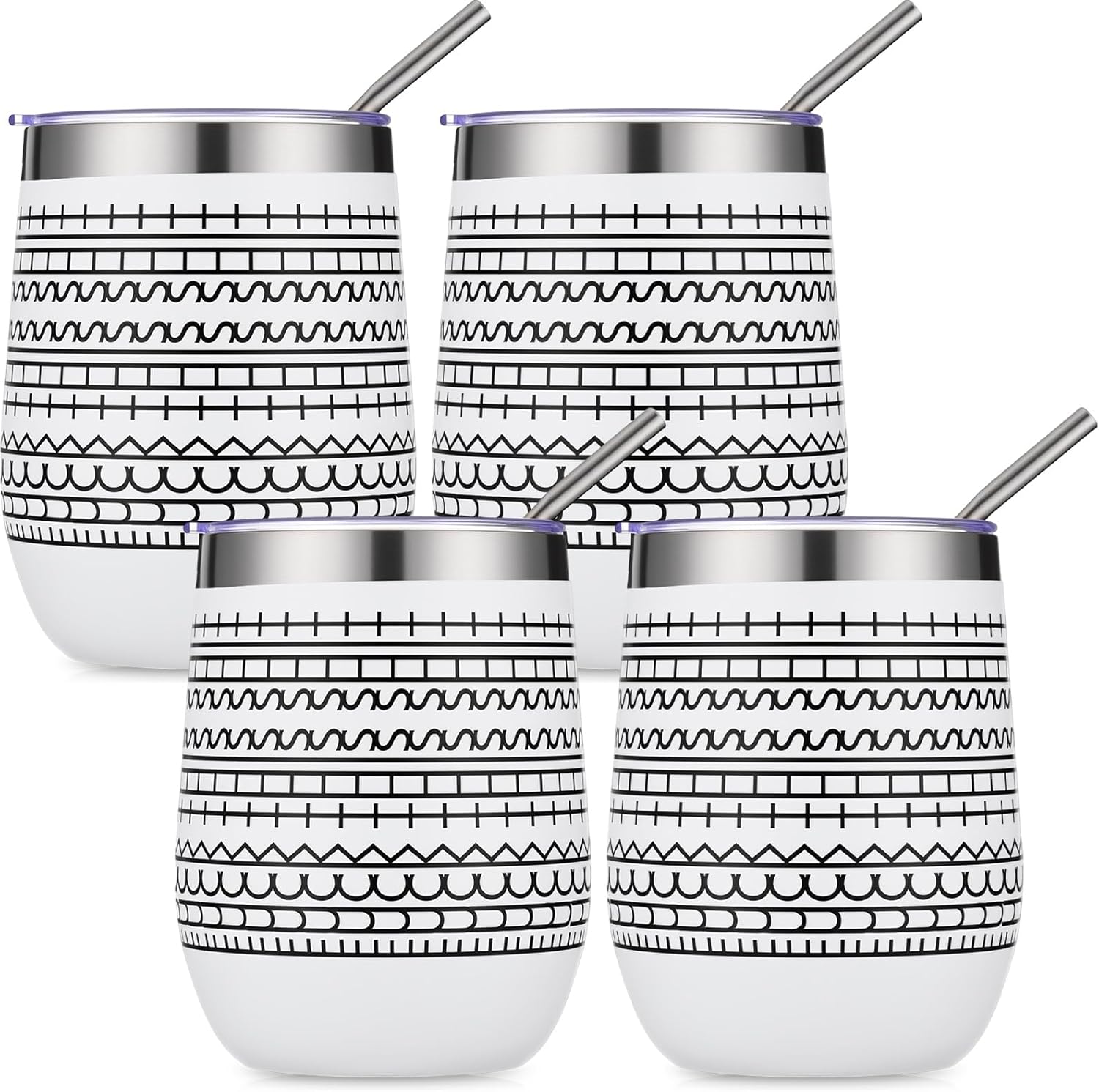 4 Pcs 12 oz Funny Message Coffee Mug Birthday White Elephant Gifts Stainless Steel Insulated Tumblers Wine Cup Gag Gift for for Employee Appreciation Coworkers Friends Father (White) - Image 1