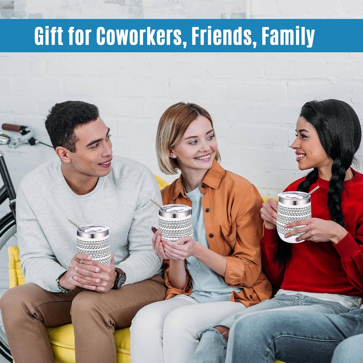4 Pcs 12 oz Funny Message Coffee Mug Birthday White Elephant Gifts Stainless Steel Insulated Tumblers Wine Cup Gag Gift for for Employee Appreciation Coworkers Friends Father (White) - Image 4