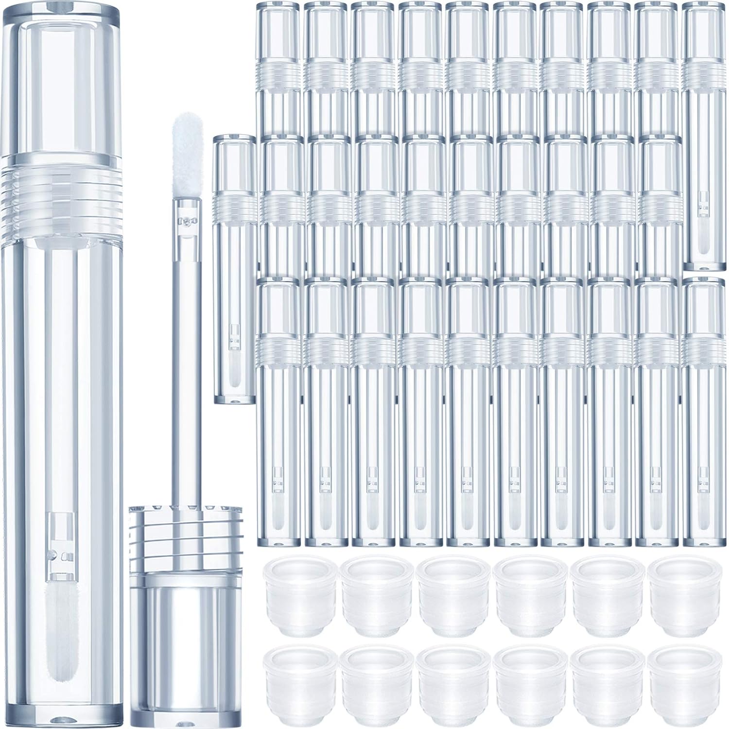30 Pieces Empty Lip Gloss Tubes 5 ml Transparent Lip Gloss Containers Clear Refillable Lipstick Container Lip Balm Bottles Eyelash Growth Liquid Tube Cosmetic Container with Rubber Stoppers - Image 1