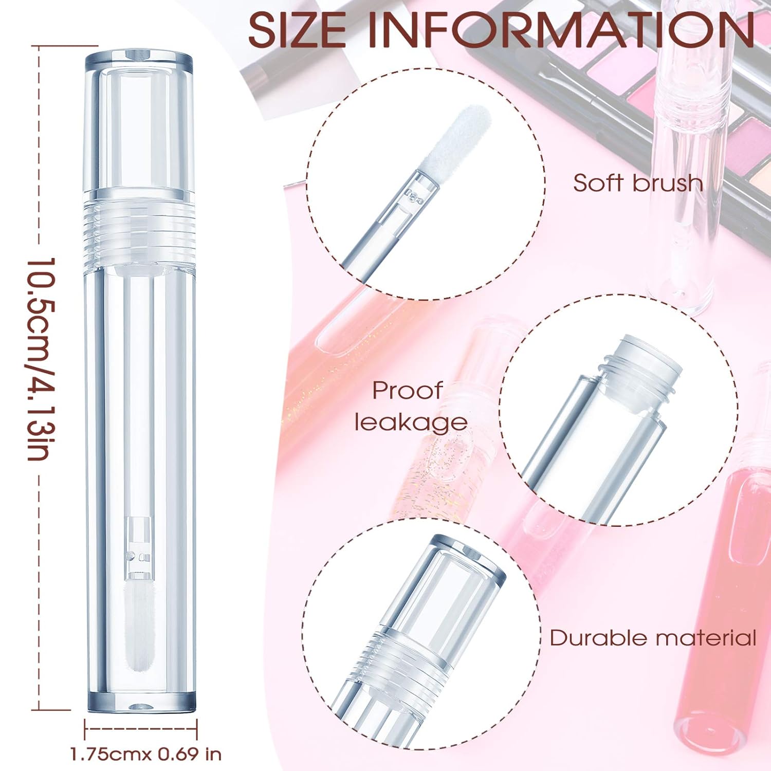 30 Pieces Empty Lip Gloss Tubes 5 ml Transparent Lip Gloss Containers Clear Refillable Lipstick Container Lip Balm Bottles Eyelash Growth Liquid Tube Cosmetic Container with Rubber Stoppers - Image 2