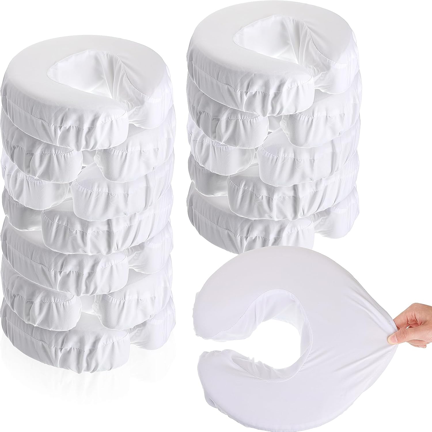 12 Pcs Face Cradle Covers for Massage Head Rest Microfiber Reusable Soft Thicker Massage Table Face Covers Oil Proof Headrest Cradle Sheets for Spa Beauty(White) - Image 1