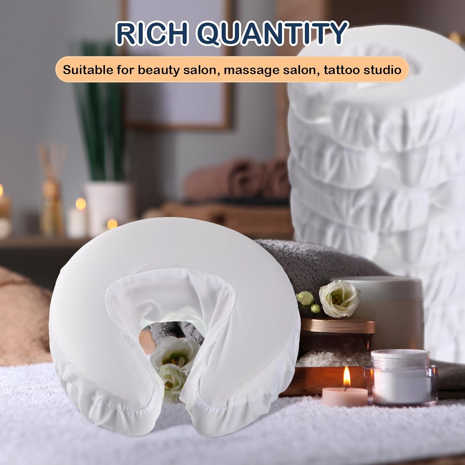 12 Pcs Face Cradle Covers for Massage Head Rest Microfiber Reusable Soft Thicker Massage Table Face Covers Oil Proof Headrest Cradle Sheets for Spa Beauty(White) - Image 2