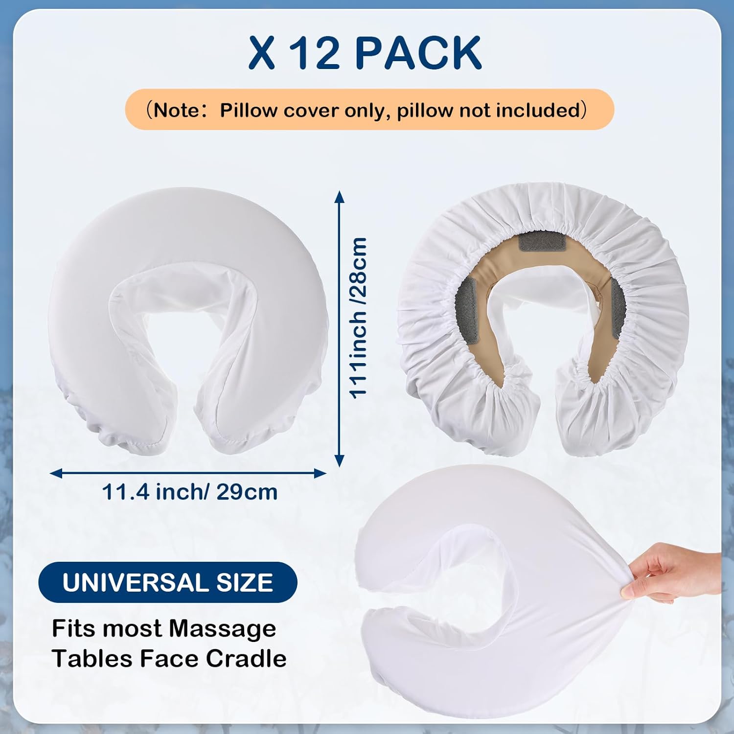 12 Pcs Face Cradle Covers for Massage Head Rest Microfiber Reusable Soft Thicker Massage Table Face Covers Oil Proof Headrest Cradle Sheets for Spa Beauty(White) - Image 3