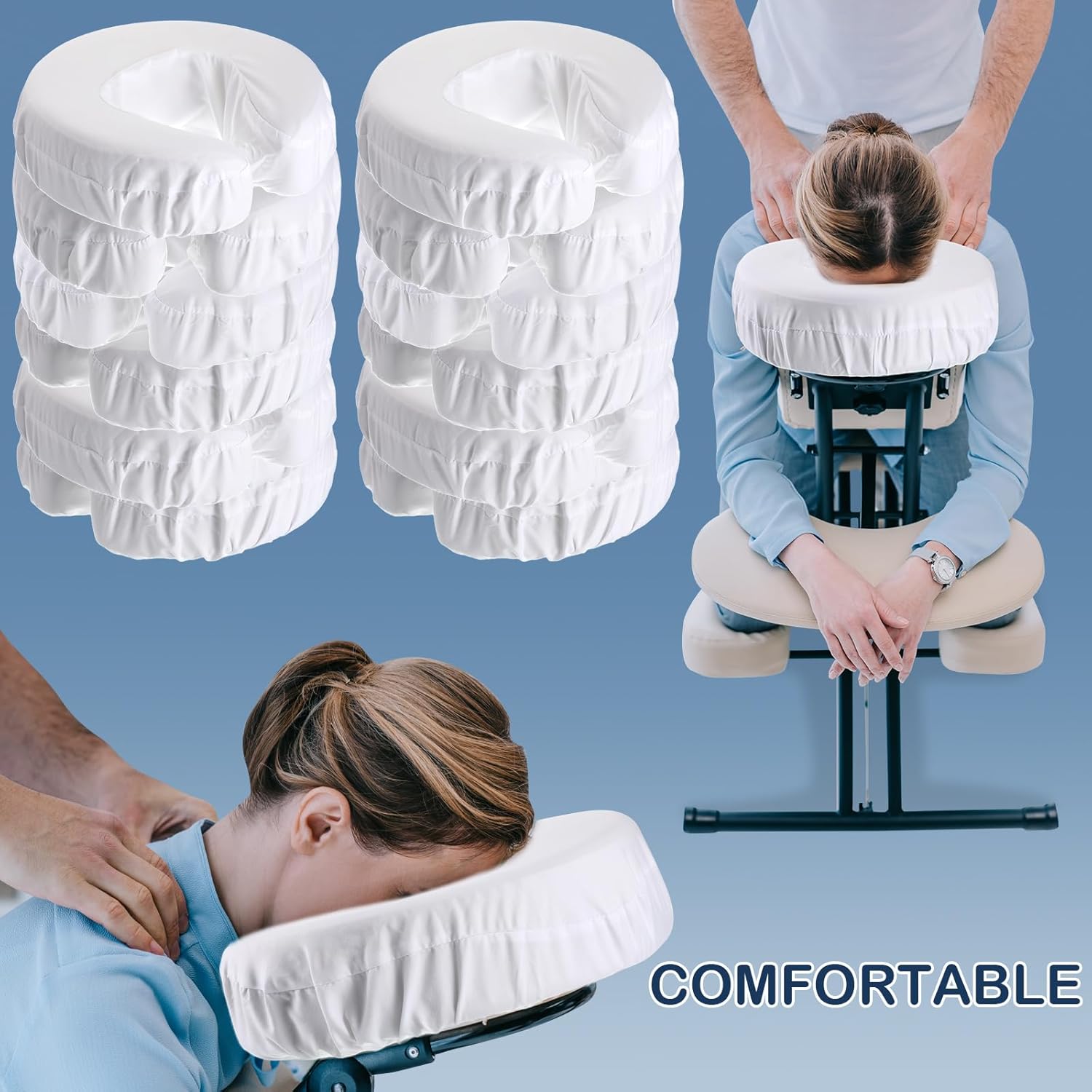 12 Pcs Face Cradle Covers for Massage Head Rest Microfiber Reusable Soft Thicker Massage Table Face Covers Oil Proof Headrest Cradle Sheets for Spa Beauty(White) - Image 6
