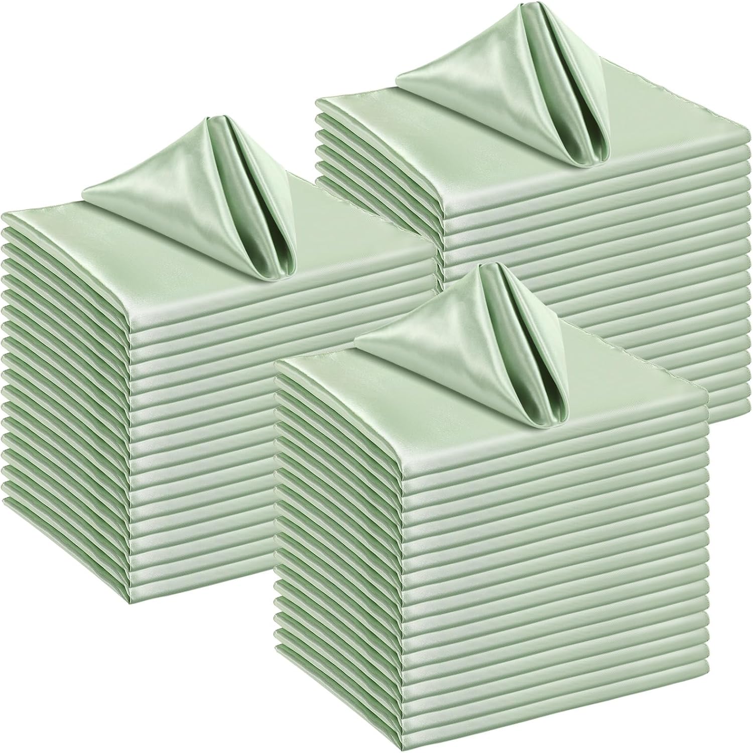 150 Pcs Satin Napkin Bulk 17 x 17 Inch Square Silk Table Napkin Soft Dinner Napkins Decor Elegant Satin Weddings Party Napkin for Wedding Parties Banquet Restaurant Decoration Supplies (Sage Green) - Image 1