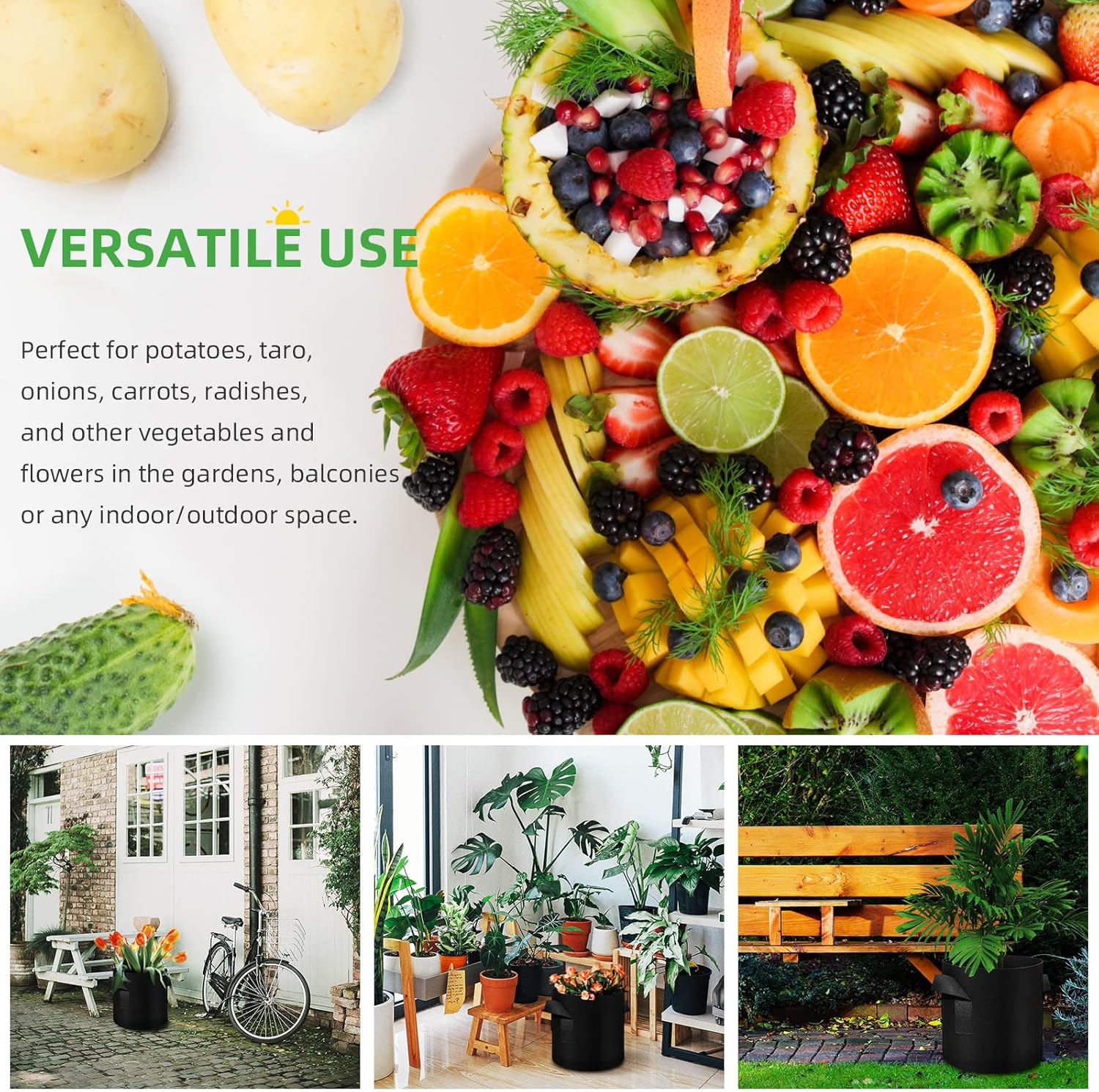 12-Pack 10 Gallon Plant Grow Bags, Thickened Nonwoven Fabric Pots with Handles, Vegetable Planter Bags Containers, Cloth Planters for Garden - Image 7