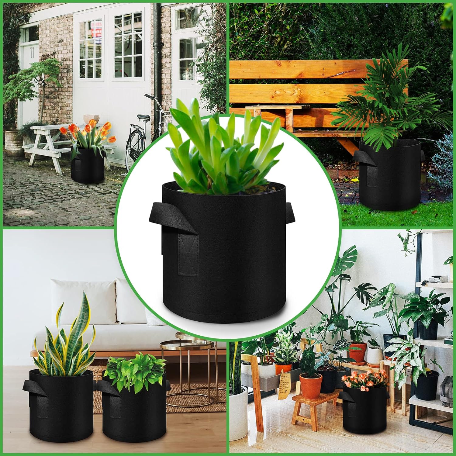 12-Pack 10 Gallon Plant Grow Bags, Thickened Nonwoven Fabric Pots with Handles, Vegetable Planter Bags Containers, Cloth Planters for Garden - Image 8