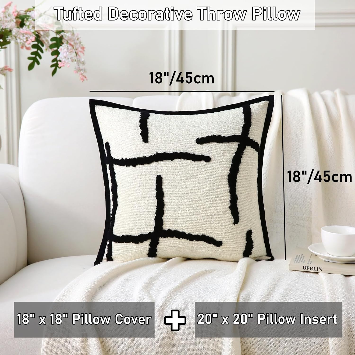 Boho Decorative Throw Pillows with Inserts, 18