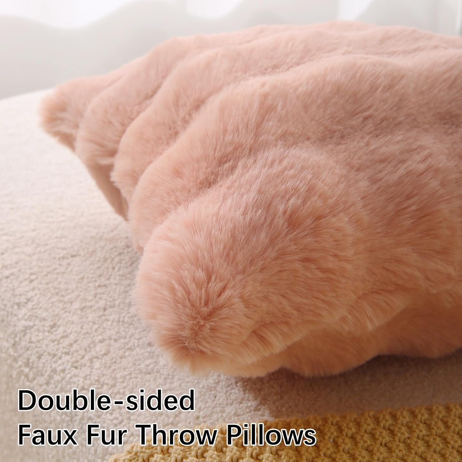Faux Fur Plush Pillow with Inserts Set of 2, Soft 18
