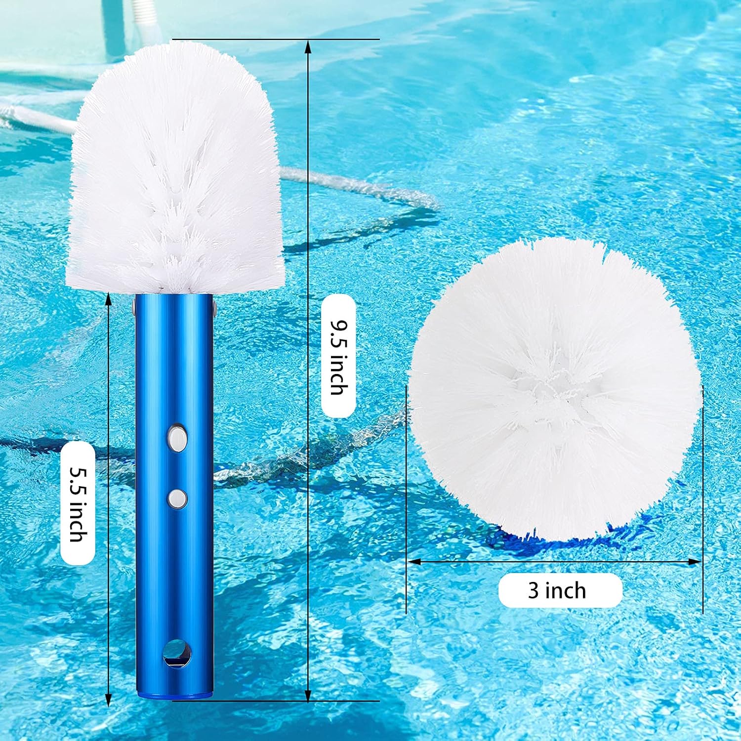 Corner and Step Pool Round Brush, Pool Step and Corner Brush, 180 Degree Rotation Handle Scrub Brush for Inground and Ground Swimming Pool, Spa, Hot Tub, Standard Poles Connection (1 Piece) - Image 2