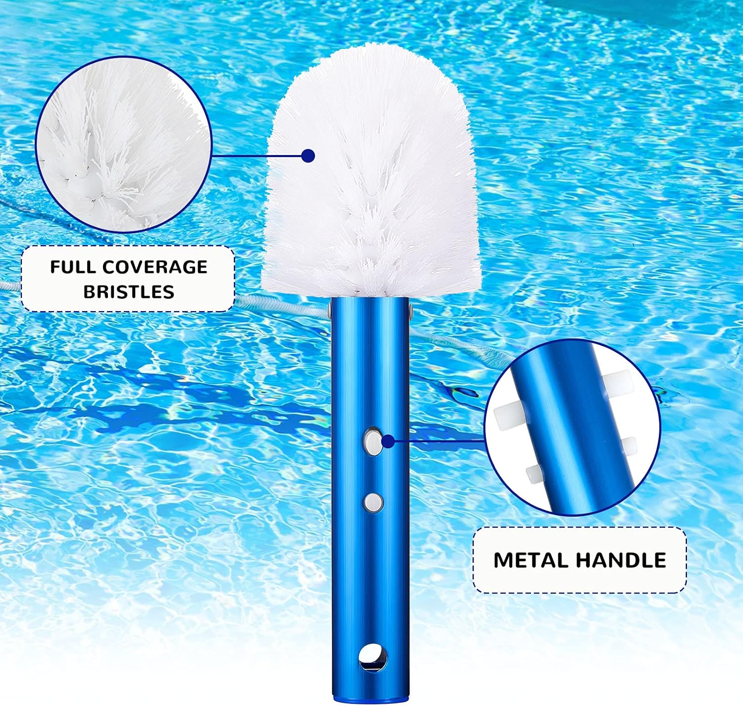 Corner and Step Pool Round Brush, Pool Step and Corner Brush, 180 Degree Rotation Handle Scrub Brush for Inground and Ground Swimming Pool, Spa, Hot Tub, Standard Poles Connection (1 Piece) - Image 3