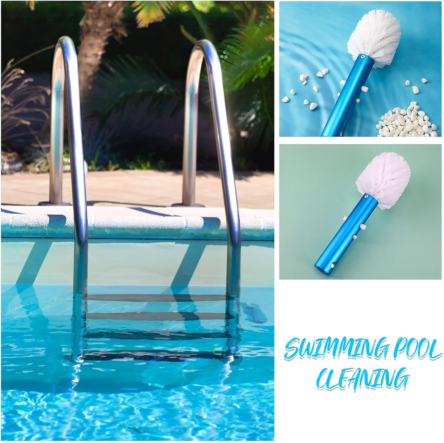 Corner and Step Pool Round Brush, Pool Step and Corner Brush, 180 Degree Rotation Handle Scrub Brush for Inground and Ground Swimming Pool, Spa, Hot Tub, Standard Poles Connection (1 Piece) - Image 5