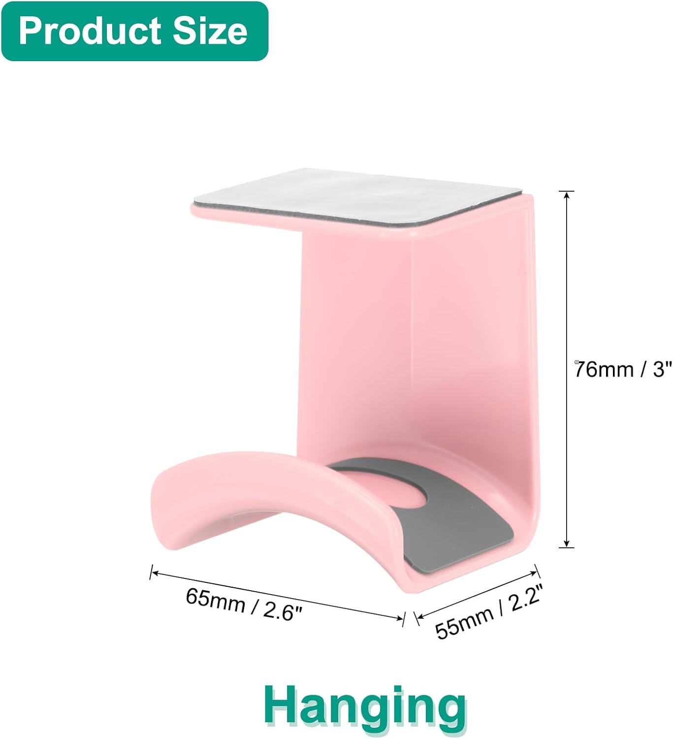 Headphone Stand, 2 Pcs ABS Headset Holder Adhesive Headphone Holder Hook Mount Headphone Hanger Hook Under Desk for Gaming Headphones Earphones Cables, Pink(Hanging) - Image 2