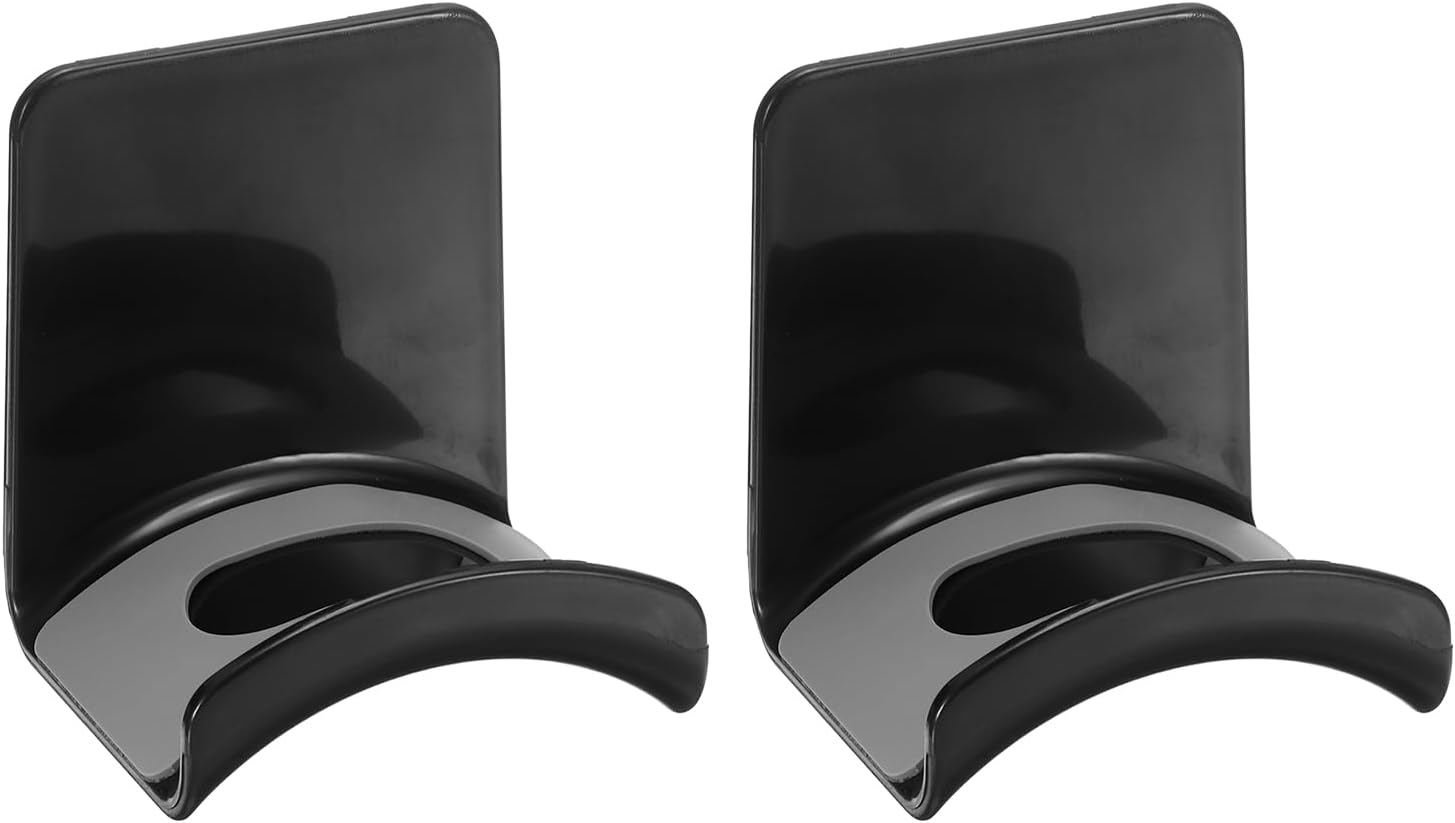 Headphone Stand, 2 Pcs ABS Headset Holder Adhesive Headphone Holder Hook Mount Headphone Hanger Hook Under Desk for Gaming Headphones Earphones Cables, Black(Wall-Mounted) - Image 1
