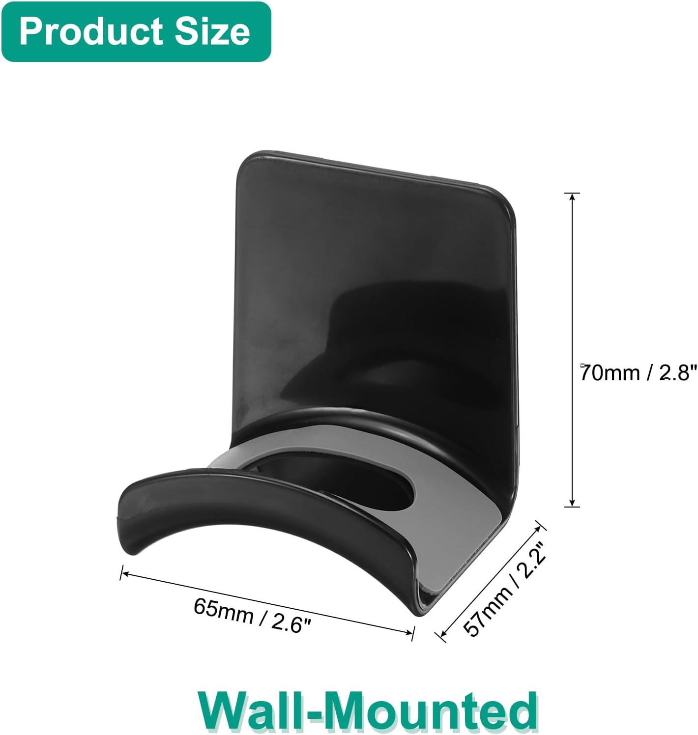 Headphone Stand, 2 Pcs ABS Headset Holder Adhesive Headphone Holder Hook Mount Headphone Hanger Hook Under Desk for Gaming Headphones Earphones Cables, Black(Wall-Mounted) - Image 2