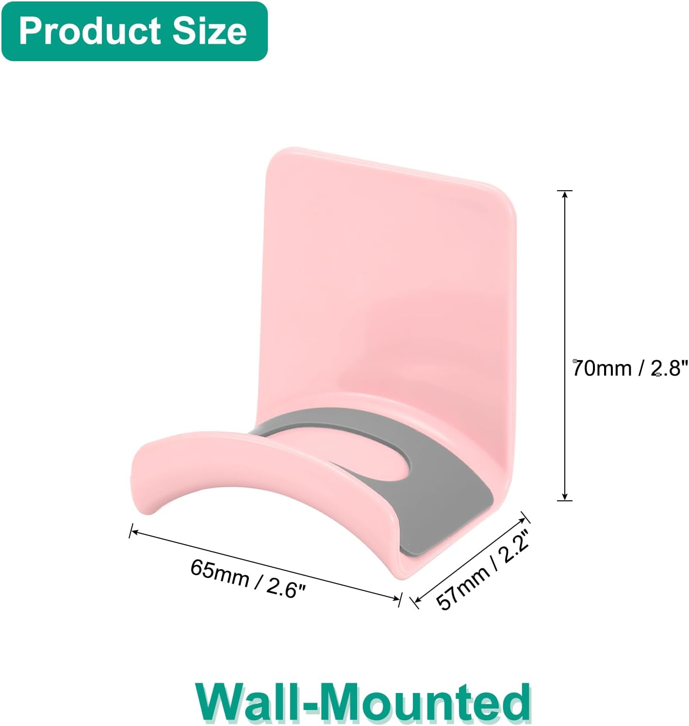 Headphone Stand, 4 Pcs ABS Headset Holder Adhesive Headphone Holder Hook Mount Headphone Hanger Hook Under Desk for Gaming Headphones Earphones Cables, Pink(Wall-Mounted) - Image 2