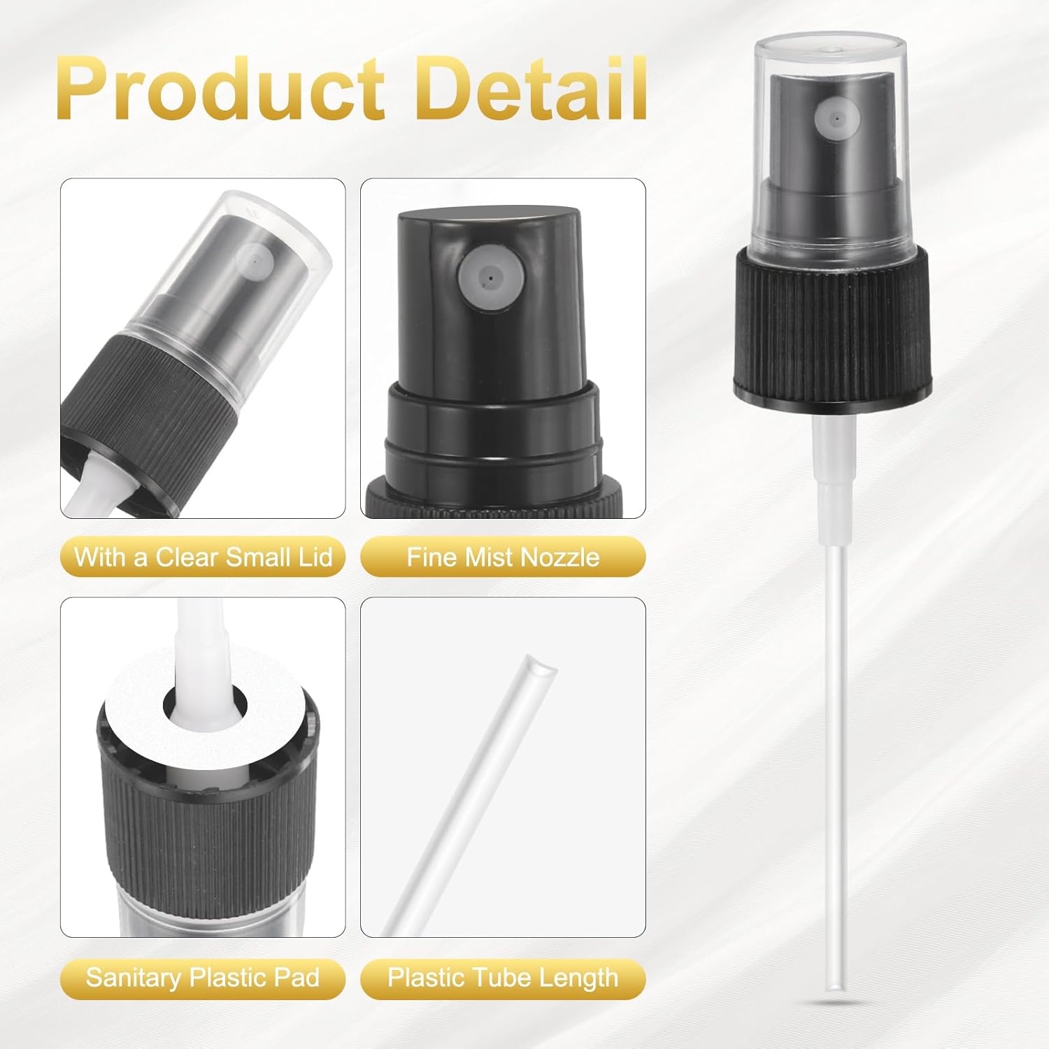 50 Pcs Black Spray Top, 20/410 Fine Mist Sprayer Reusable Replacement Spray Bottle Pump Plastic Top for Cosmetic Perfume and Body Sprays Bottle - Image 3