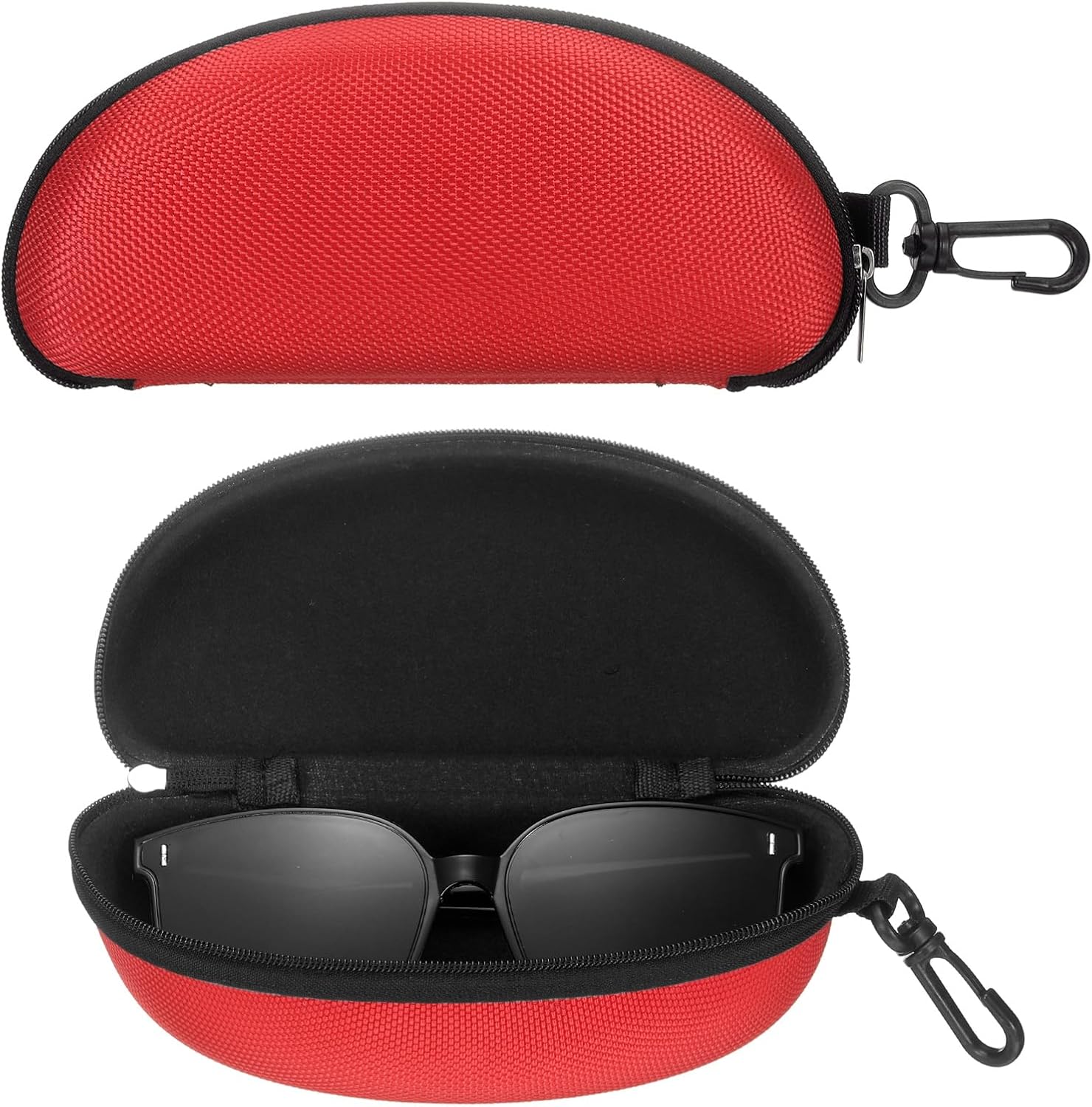 Sunglasses Soft Case, Zipper Eyeglass Case, Portable Hard Shell Sunglasses Holder with Metal Hook for Sport - Image 1