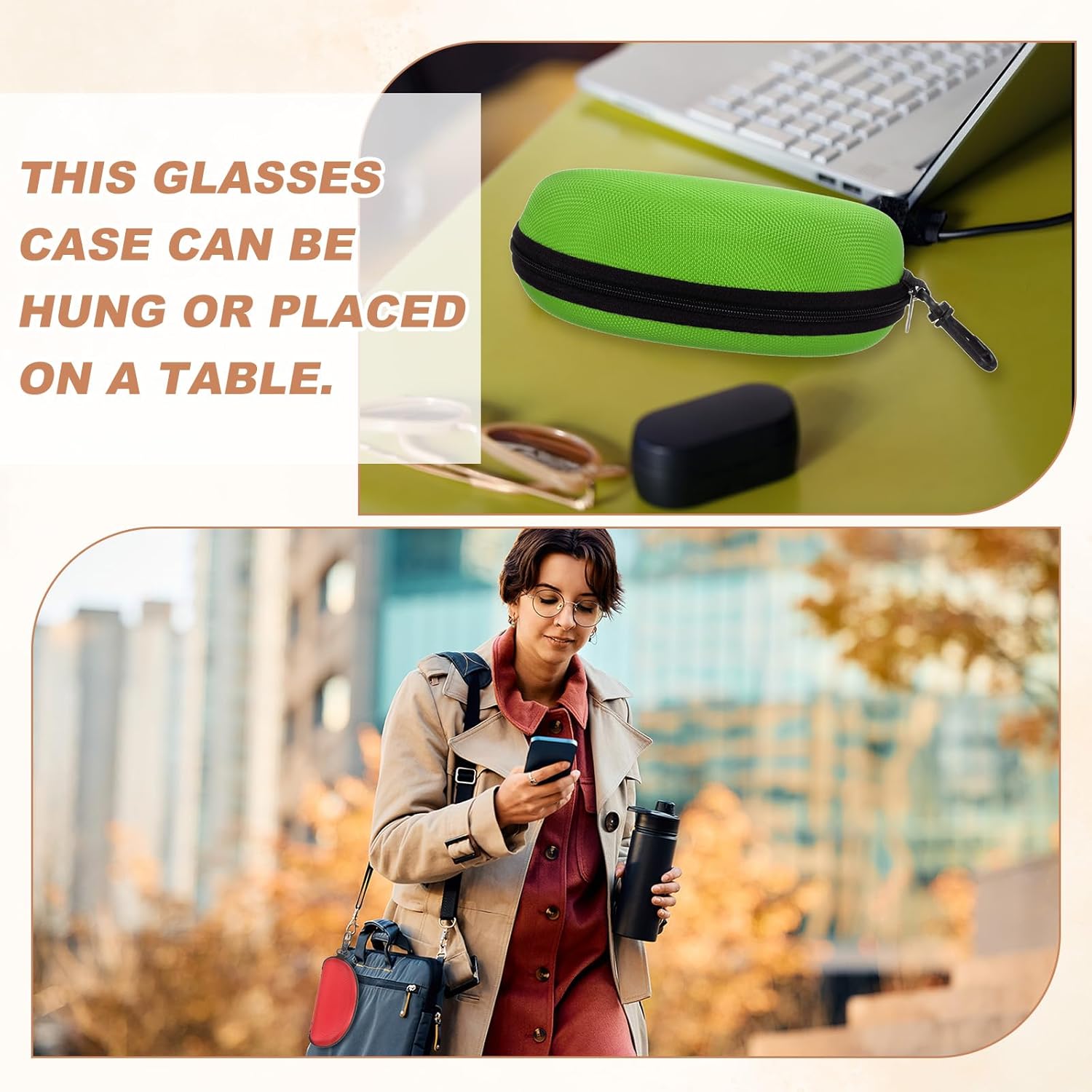 Sunglasses Soft Case, Zipper Eyeglass Case, Portable Hard Shell Sunglasses Holder with Metal Hook for Sport - Image 7
