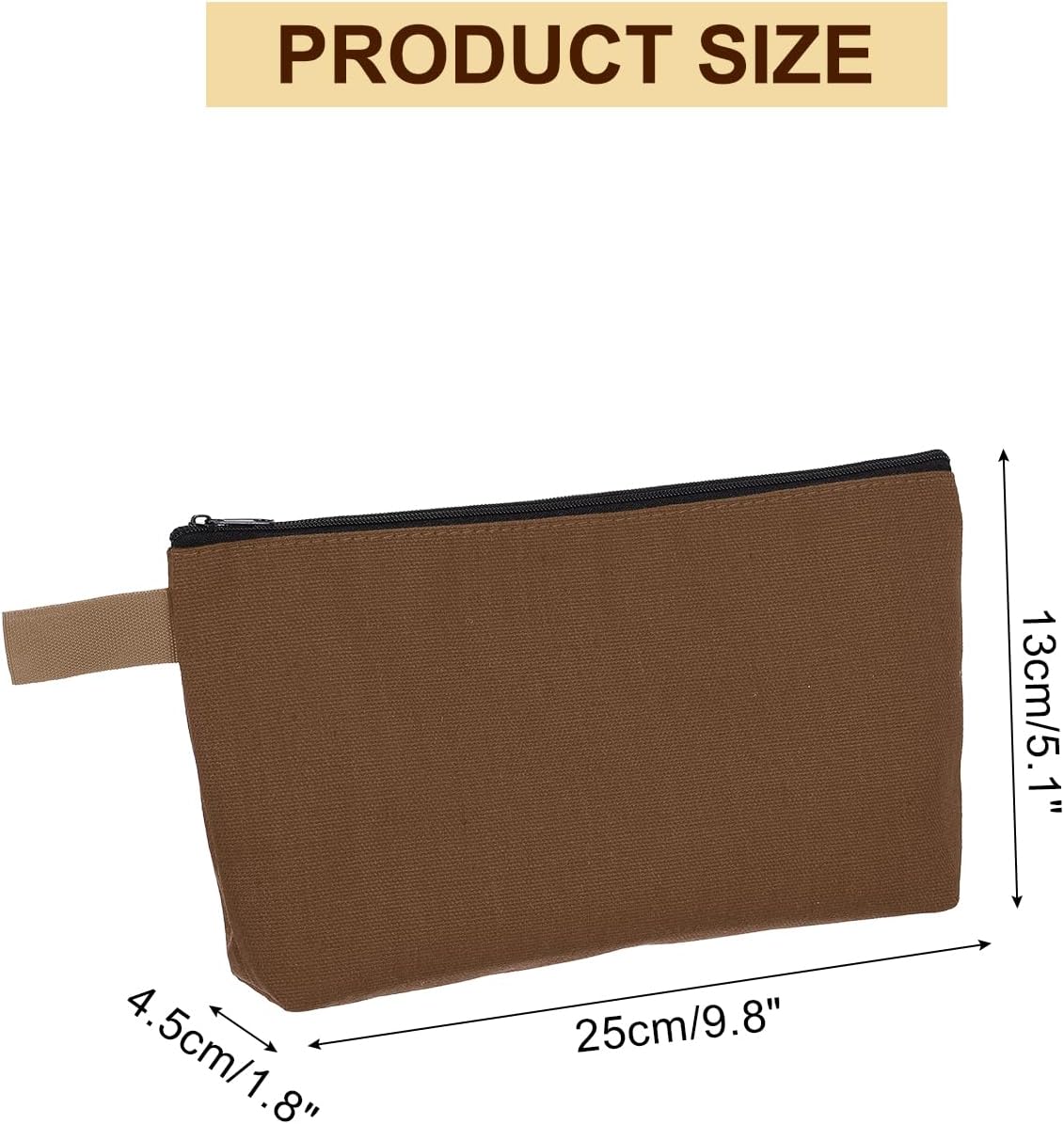 Canvas Makeup Bags, 30 Pcs Travel Cosmetic Bags Bulk, Multipurpose Plain Toiletry Zipper Pouches Blank DIY Craft Bags Pencil Bag for Women Teens, Brown - Image 2