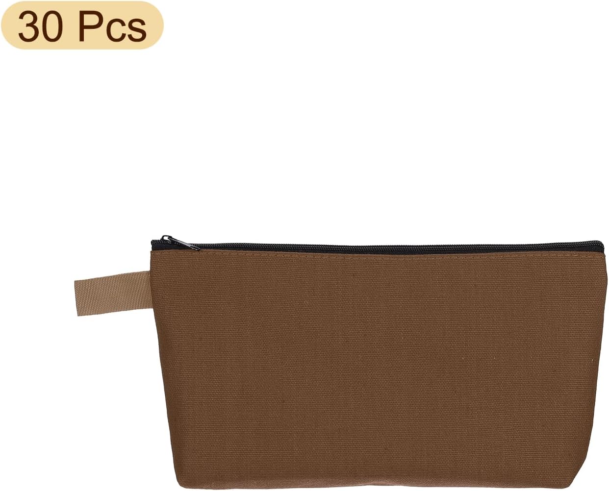 Canvas Makeup Bags, 30 Pcs Travel Cosmetic Bags Bulk, Multipurpose Plain Toiletry Zipper Pouches Blank DIY Craft Bags Pencil Bag for Women Teens, Brown - Image 3