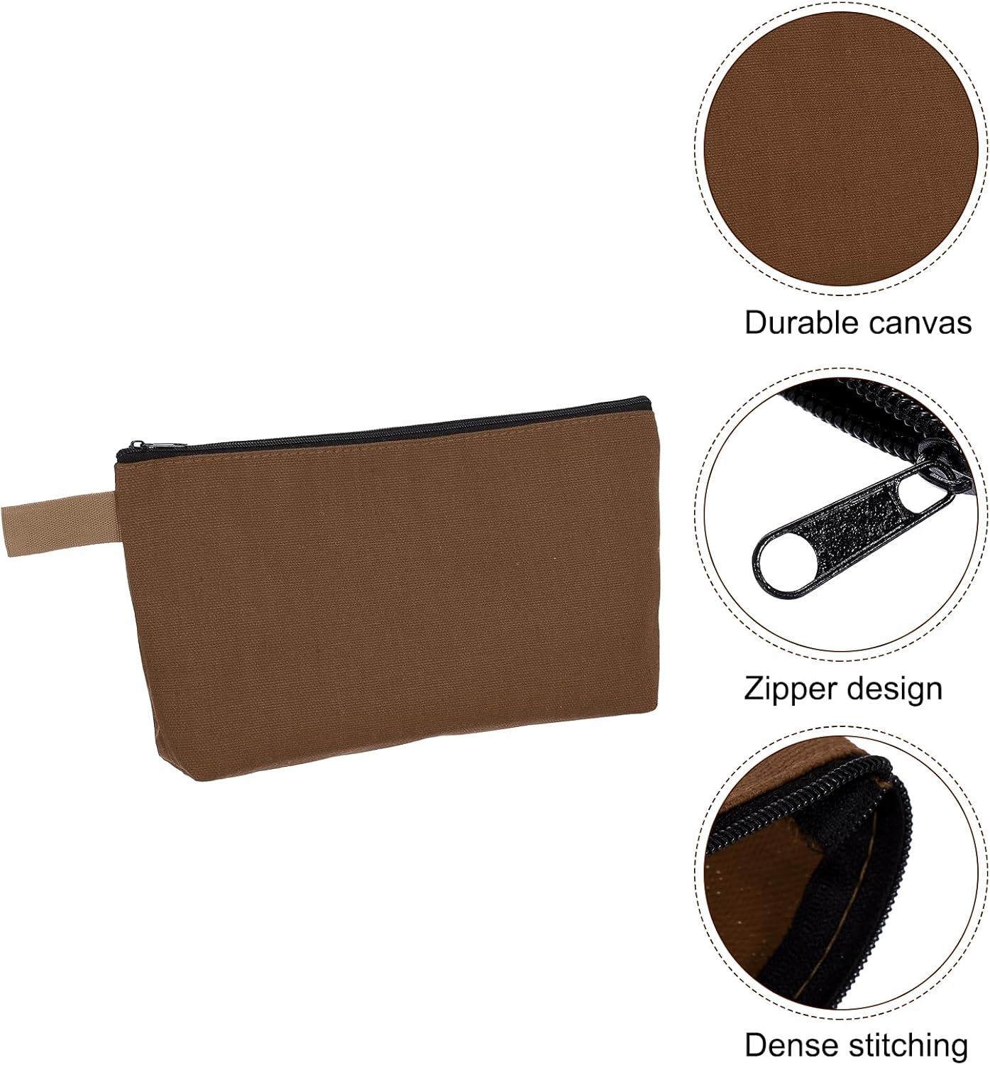 Canvas Makeup Bags, 30 Pcs Travel Cosmetic Bags Bulk, Multipurpose Plain Toiletry Zipper Pouches Blank DIY Craft Bags Pencil Bag for Women Teens, Brown - Image 4