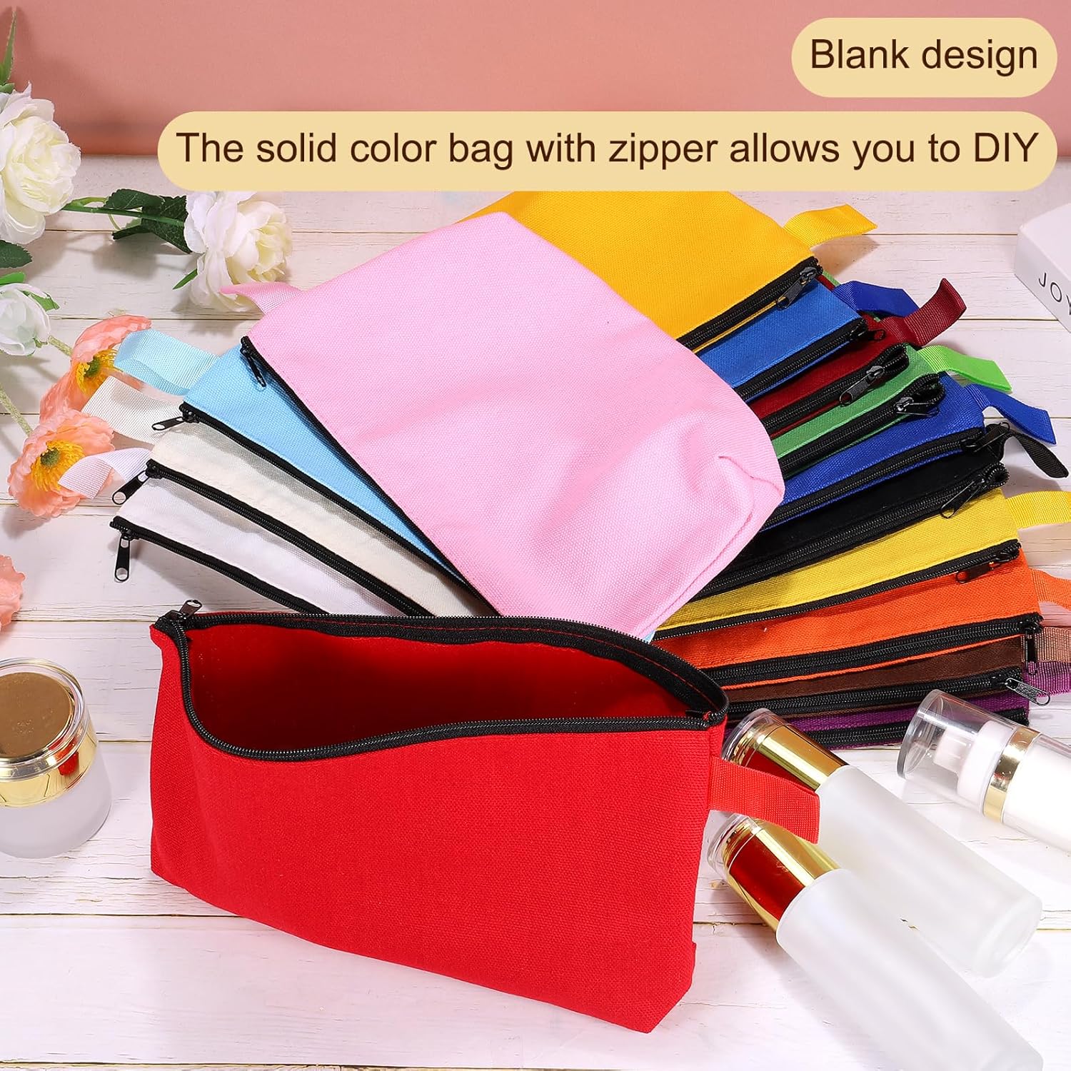 Canvas Makeup Bags, 30 Pcs Travel Cosmetic Bags Bulk, Multipurpose Plain Toiletry Zipper Pouches Blank DIY Craft Bags Pencil Bag for Women Teens, Brown - Image 5