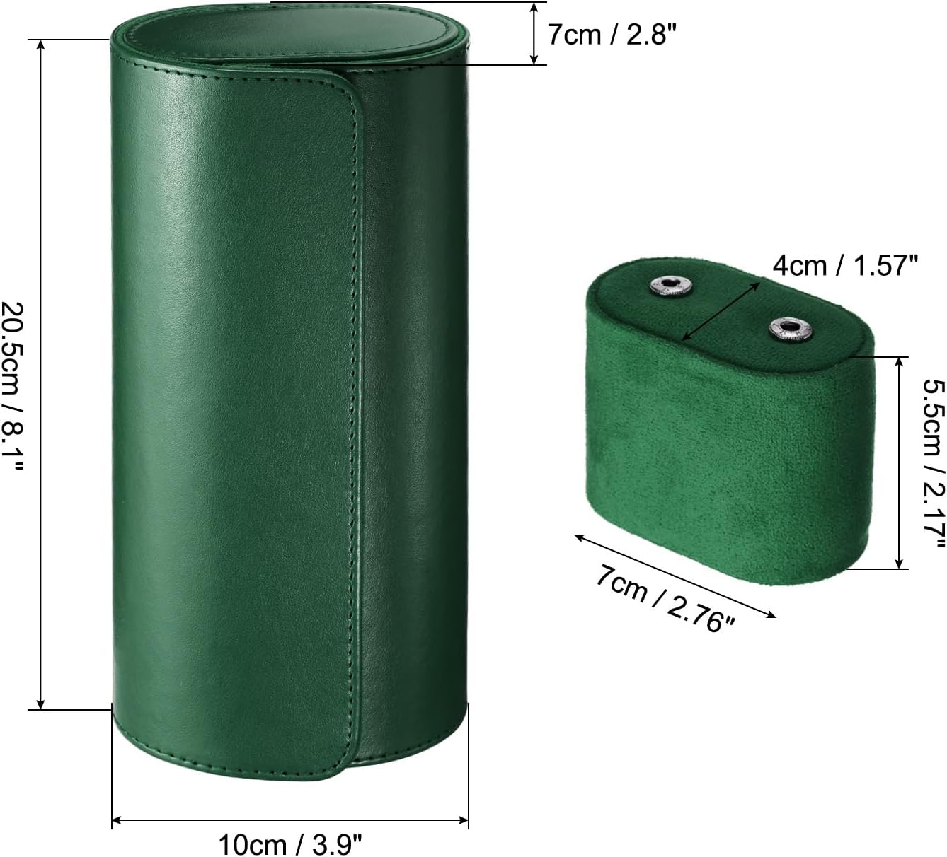 Leather Watch Travel Case Single Watch Roll Storage Box Organizer for Men Women Holding Storaging Displaying, 3 Slot, Green - Image 2