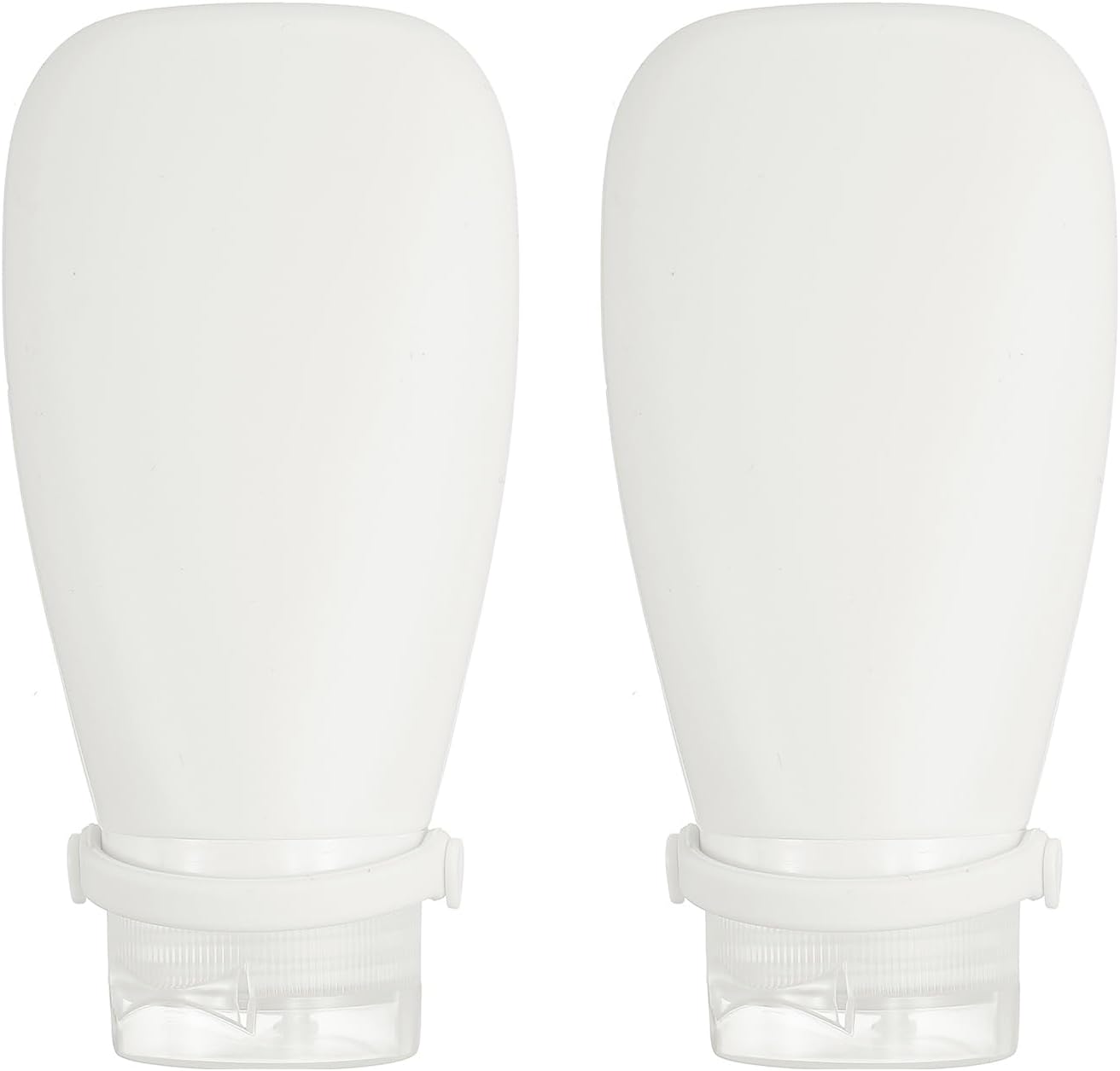 2 Pcs Silicone Squeeze Bottle, 3 oz Refillable Silicone Travel Bottles Leak Proof Mini Size Containers for Toiletries Lotion Shampoo Conditioner, White - Image 1