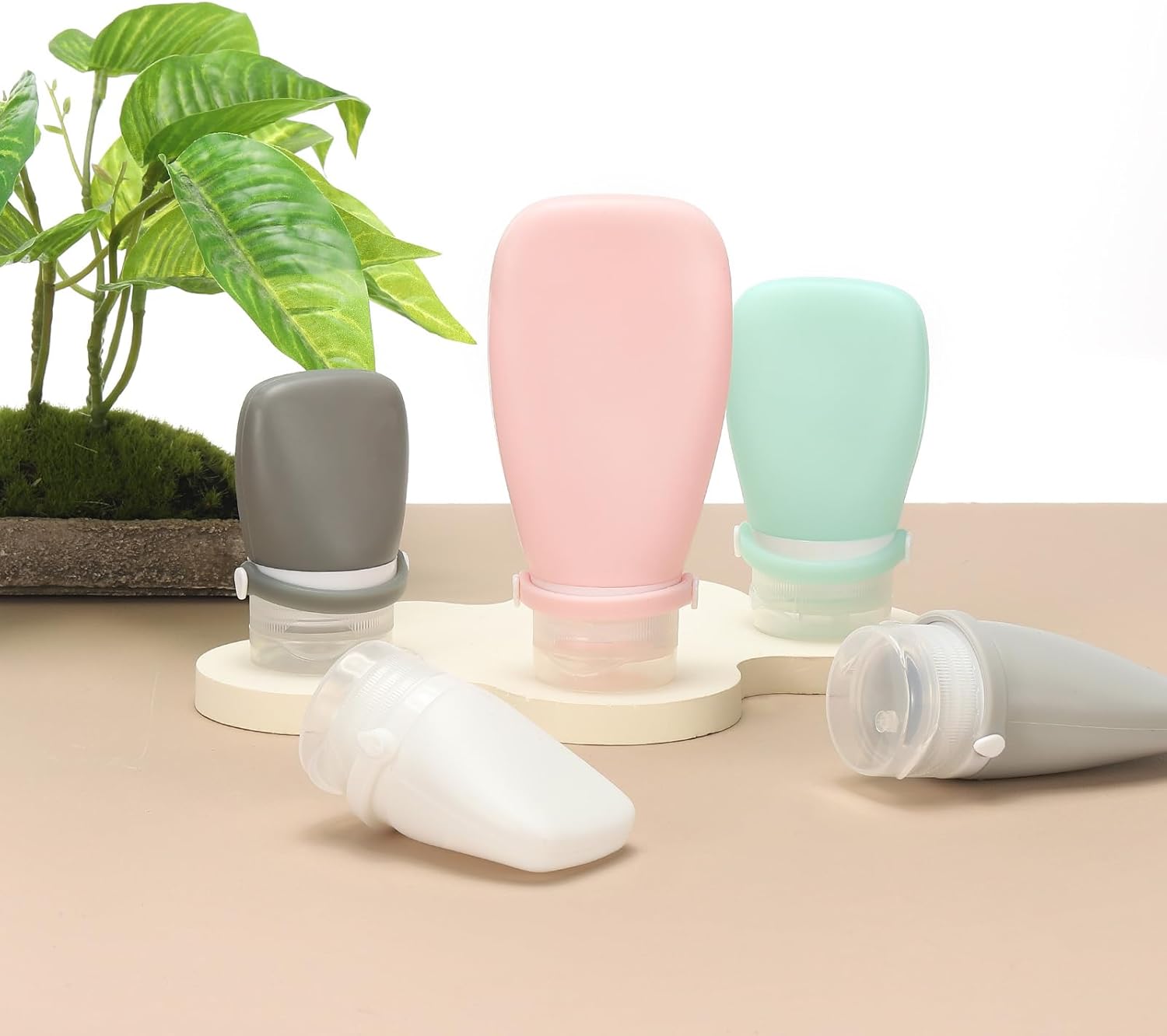 2 Pcs Silicone Squeeze Bottle, 3 oz Refillable Silicone Travel Bottles Leak Proof Mini Size Containers for Toiletries Lotion Shampoo Conditioner, White - Image 5