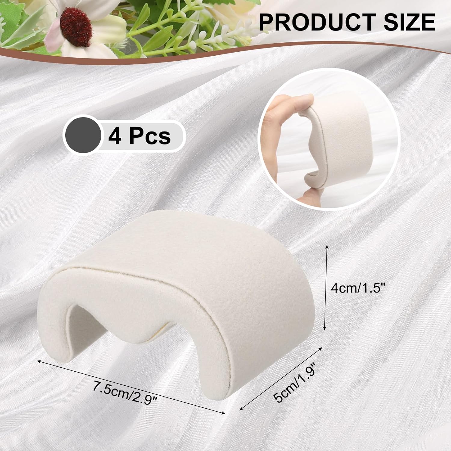 4pcs Watch Case Pillows, M Shaped Watch Display Pillow Velvet Watch Cushion Replacement for Watch Bracelet Display Storage Beige - Image 2