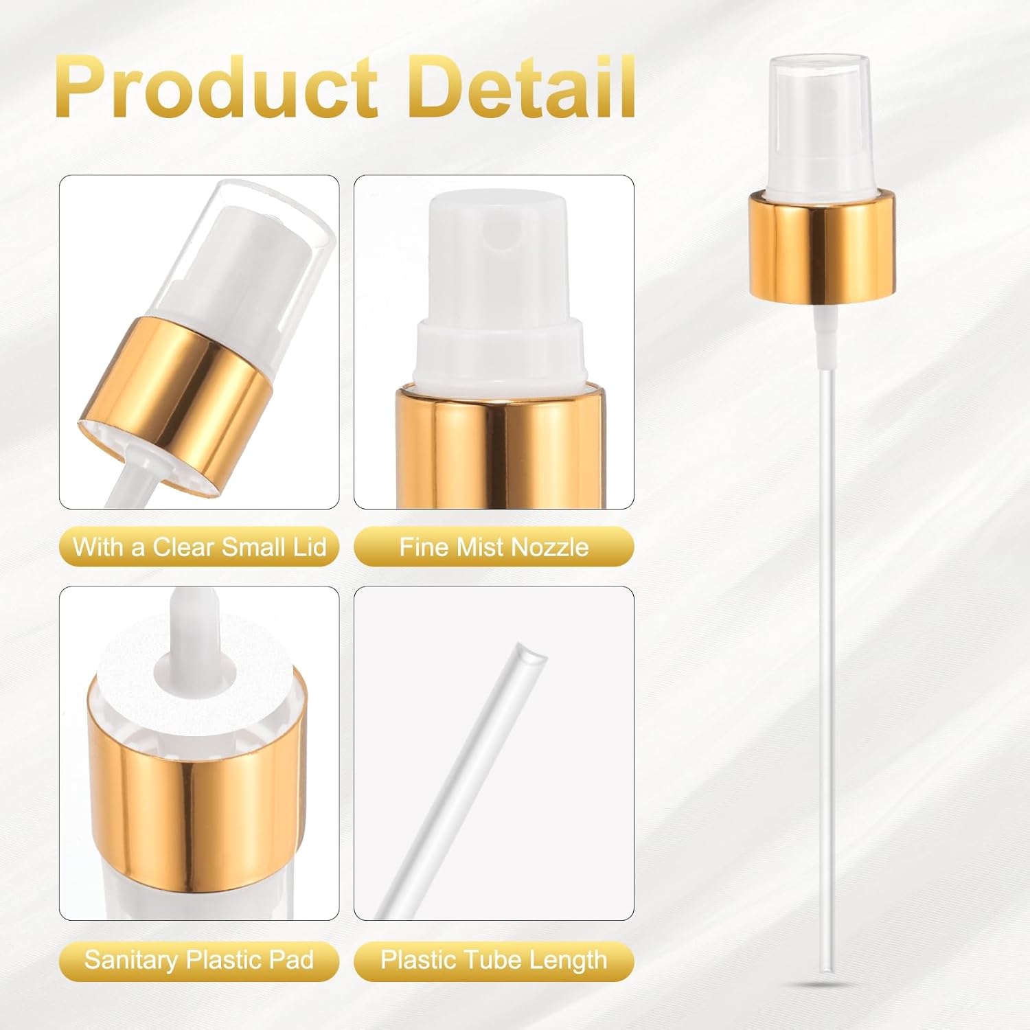12 Pcs Gold White Spray Top, 24/410 Fine Mist Sprayer Reusable Replacement Spray Bottle Pump Plastic Top for Cosmetic Perfume and Body Sprays Bottle - Image 3