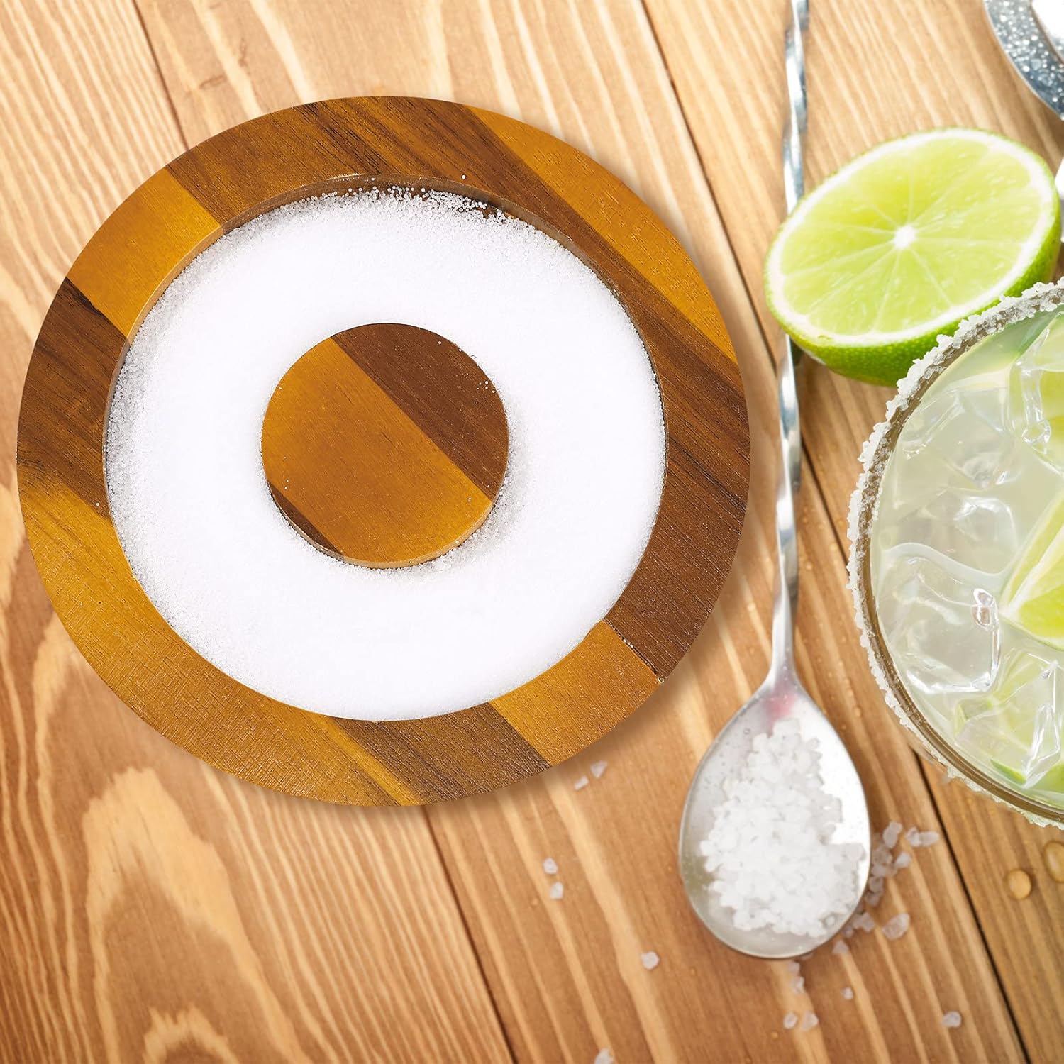 Bar Glass Rimmer for Margarita and Cocktail Sugar and Salt Wooden Rimmer with Lid for Wide Glasses up to 5 Inch, Bar Cart Accessories Bartender Tool Salt Storage - Image 7