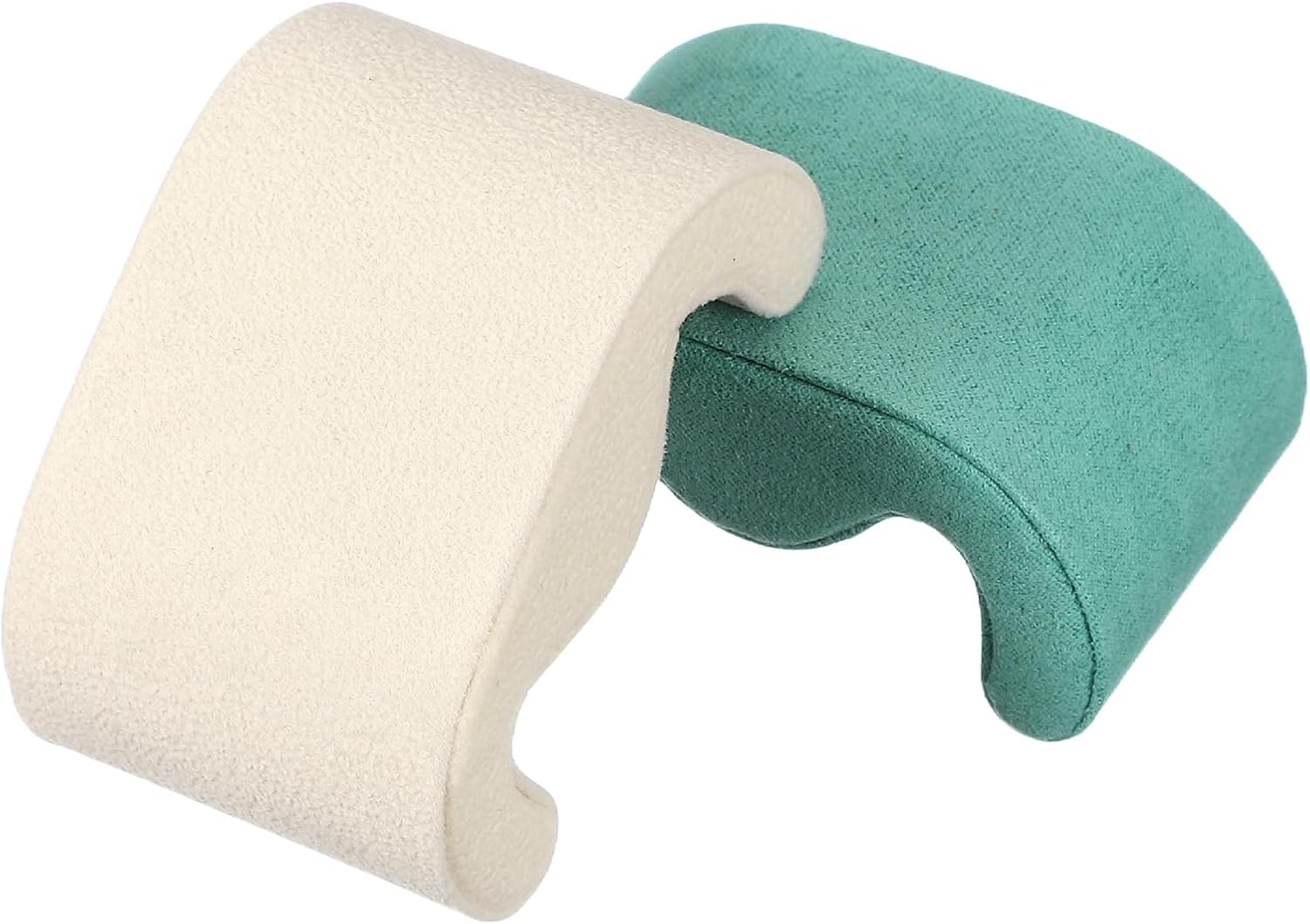 2pcs Watch Case Pillows, m Shaped Watch Display Pillow Velvet Watch Cushion Replacement for Watch Bracelet Display Storage Beige Green - Image 1