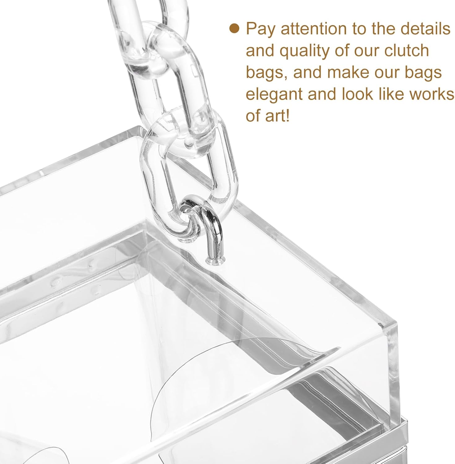Women Acrylic Clear Clutch Purses Square Evening Handbag Box Purse for Wedding Prom Party, Transparent/Silver - Image 5