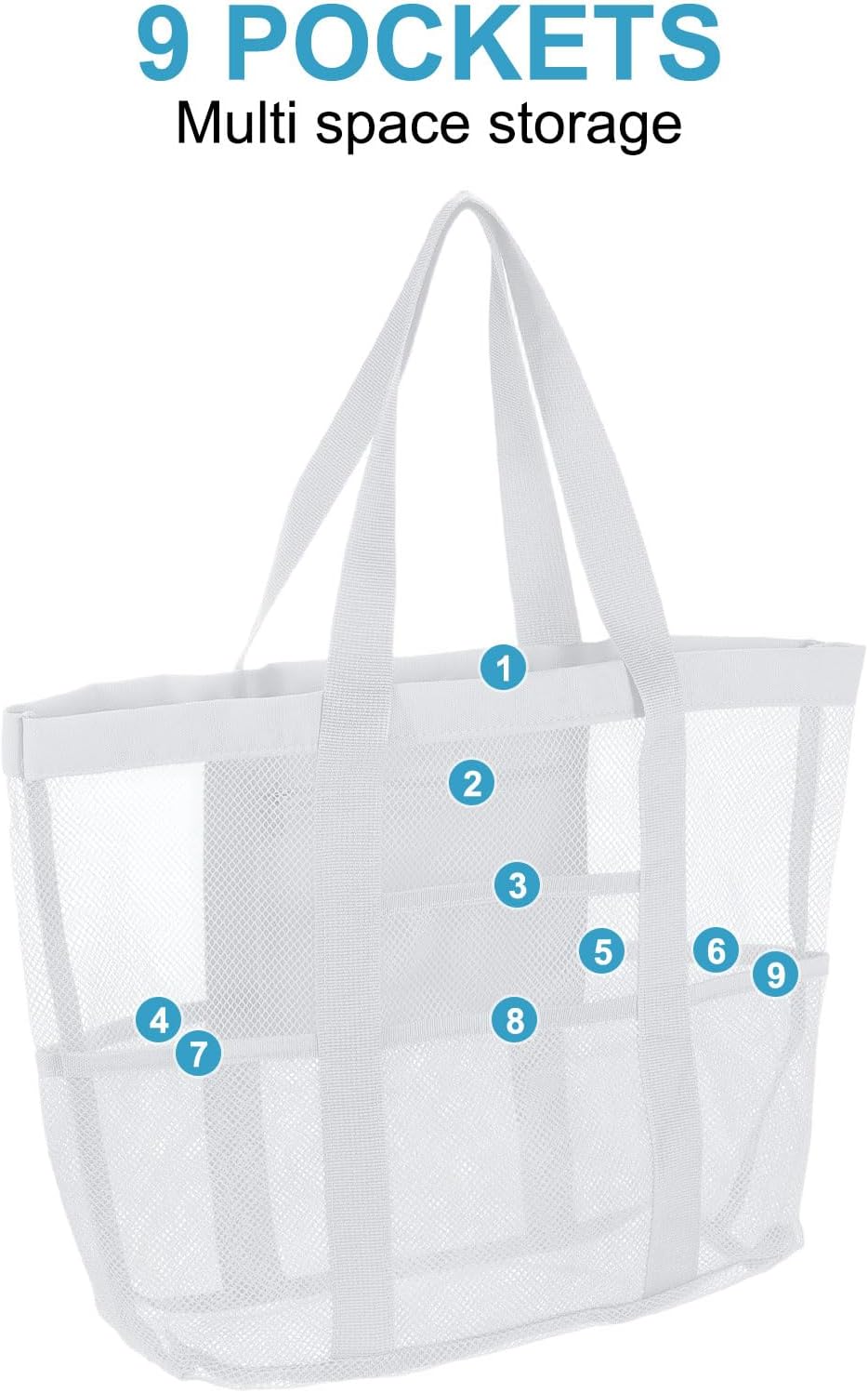 Mesh Beach Tote Bag, Upgraded Beach Towel Bags, Pool Bag for Vacation Travel Daily - Image 7